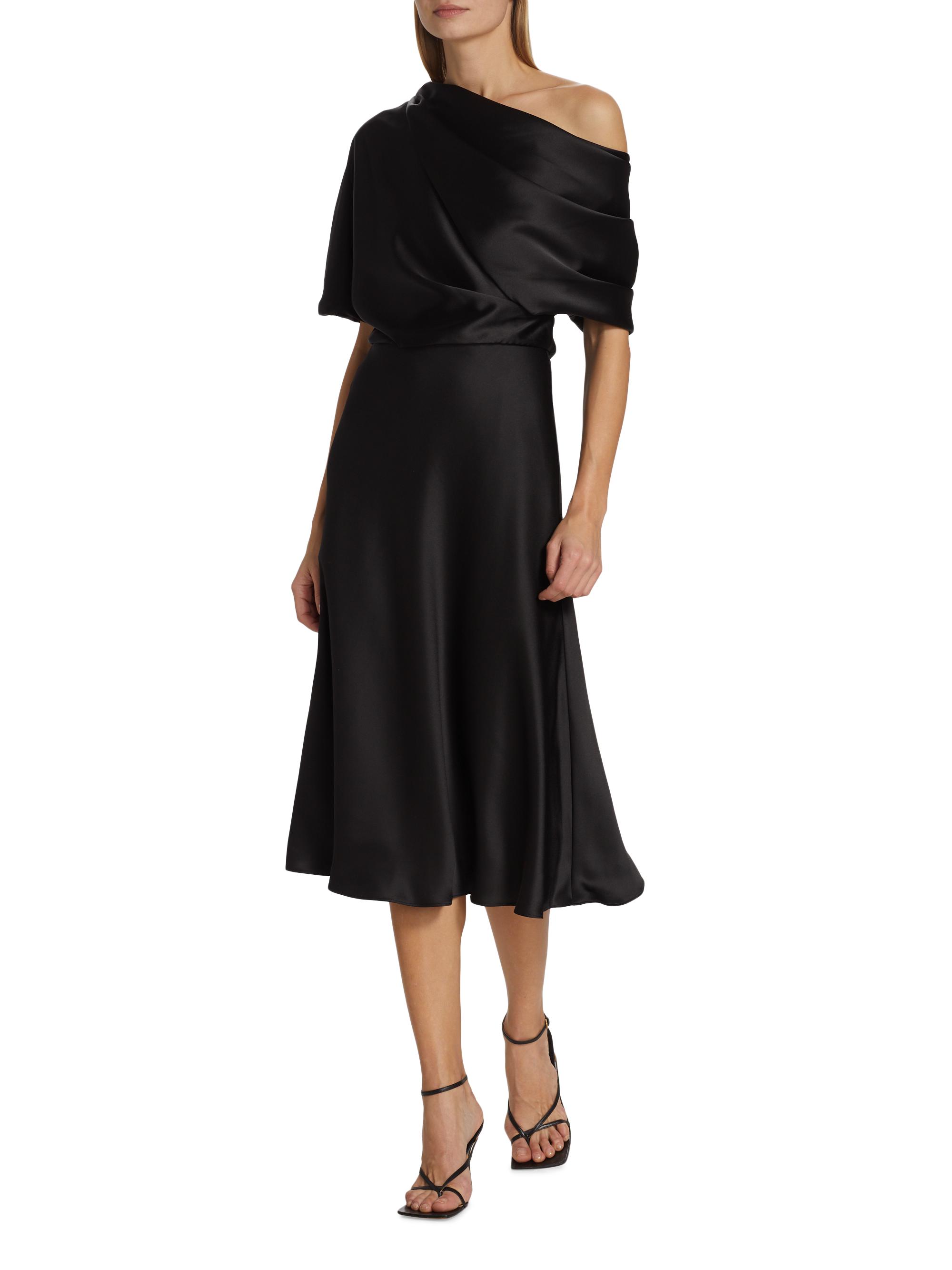 strapless open back dress One Shoulder Draped Gown Black / 16 main image 1