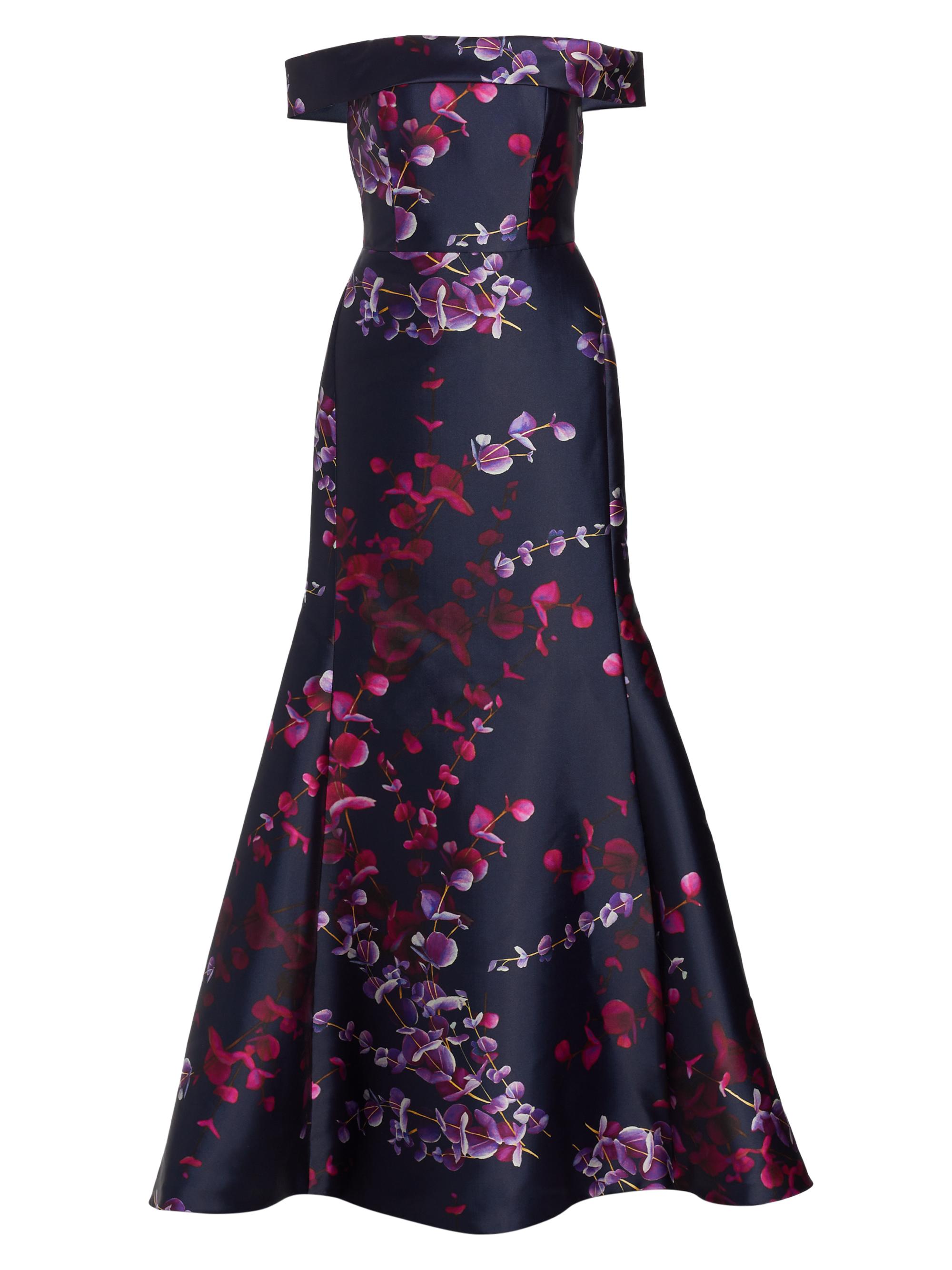 Amsale Women's Mikado Off-The-Shoulder Mermaid Gown - Navy Fuchsia