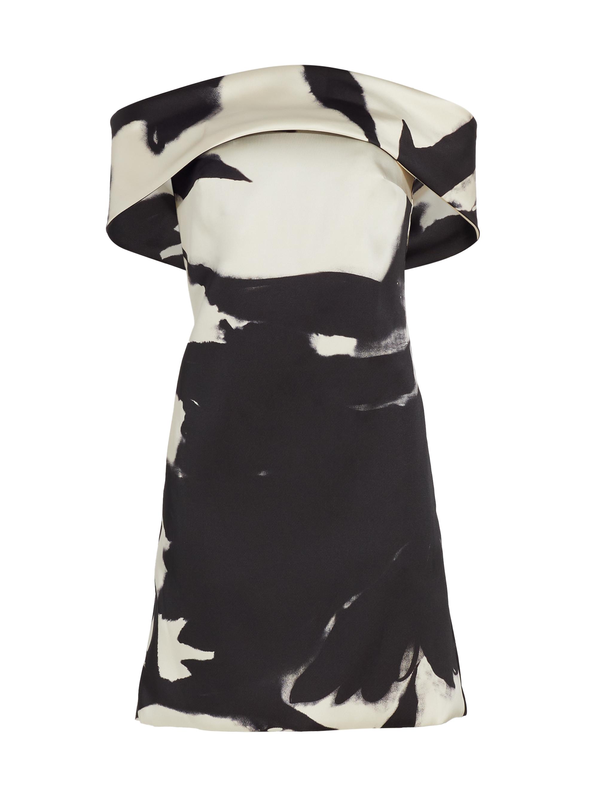 Amsale Women's Mikado Bow-Back Shadow Minidress - Black White