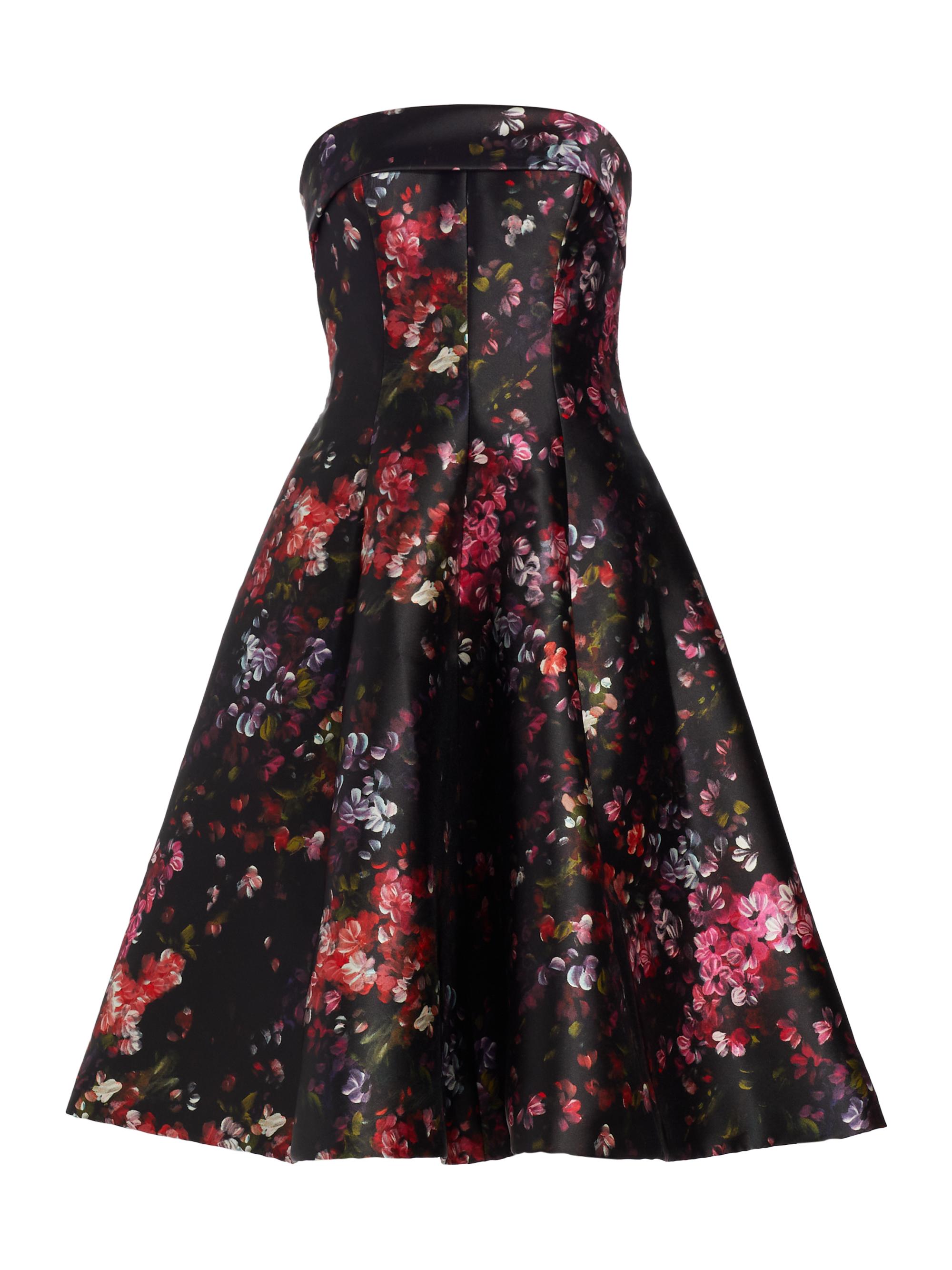 Amsale Women's Mikado Strapless Paneled Cocktail Dress - Coral Multi