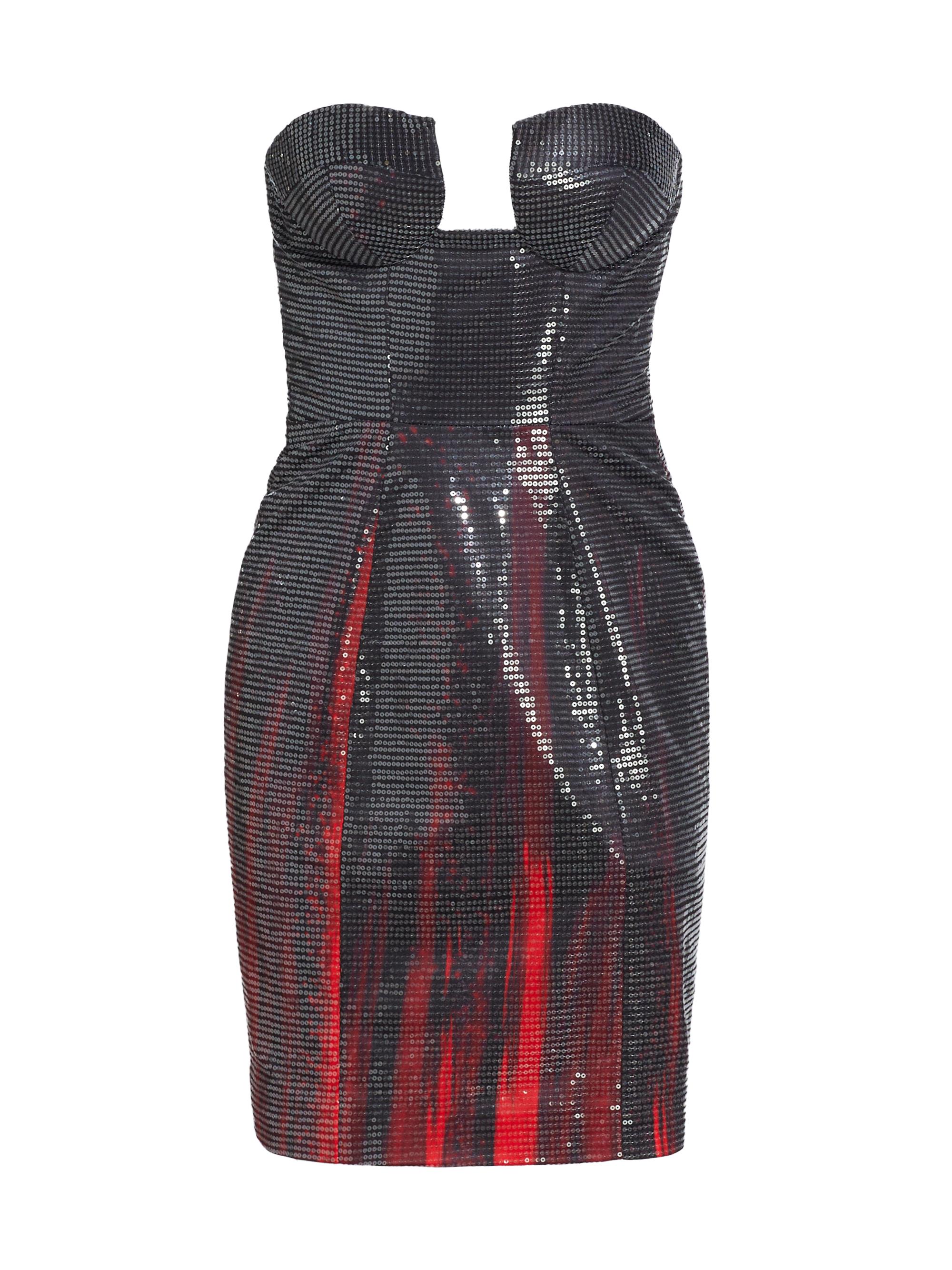 Christian Cowan Women's Strapless Sequin-Embroidered Minidress - Black Red