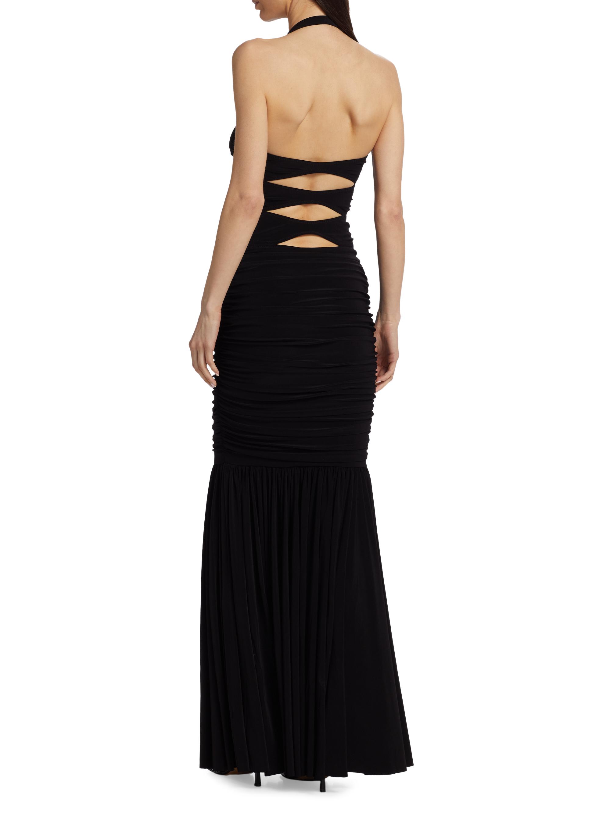 Norma Kamali Women's Peekaboo MIO Fishtail GOWN - Black - Size XL