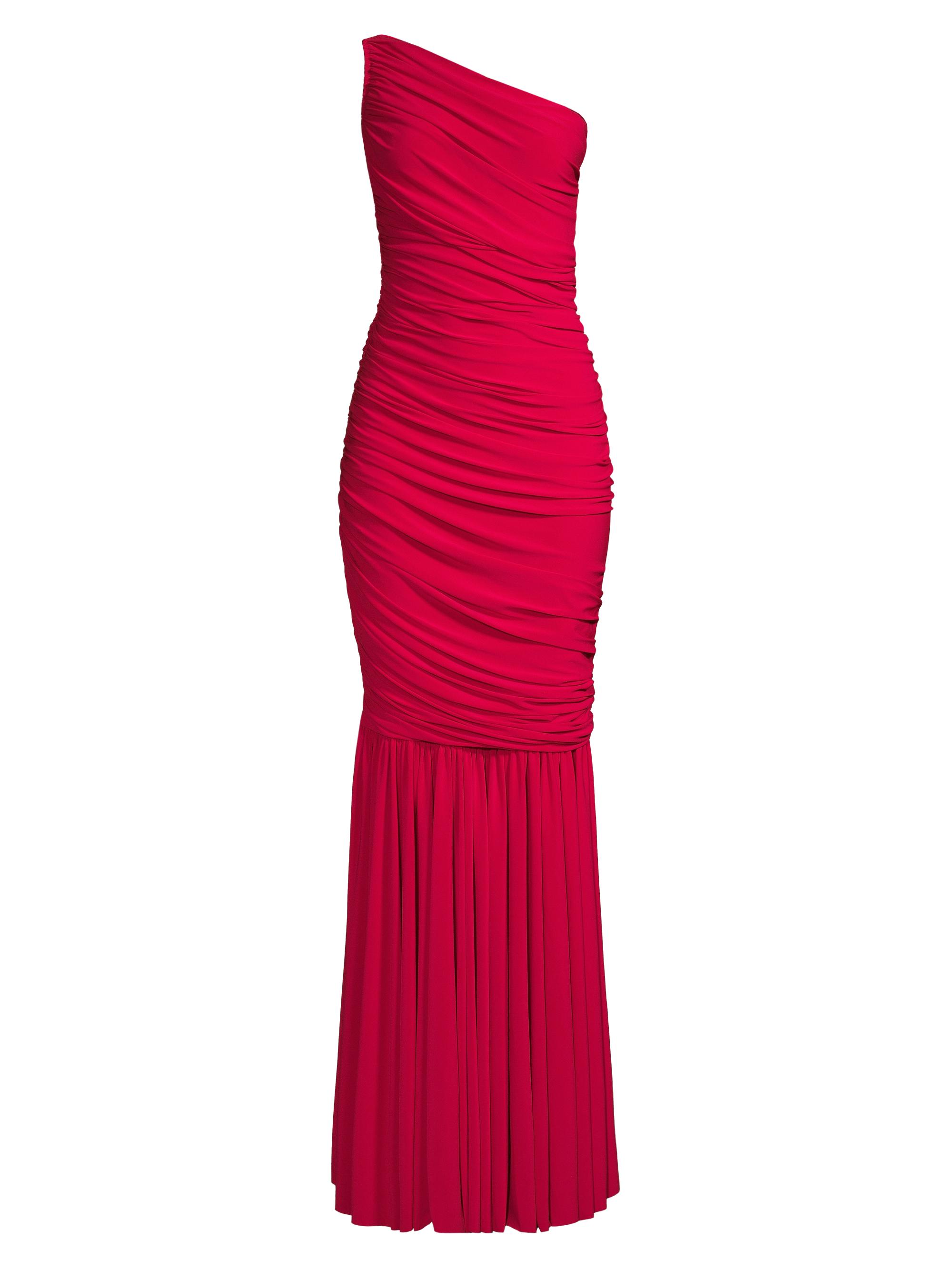 Norma Kamali Women's Diana Fringed Fishtail Gown - Red