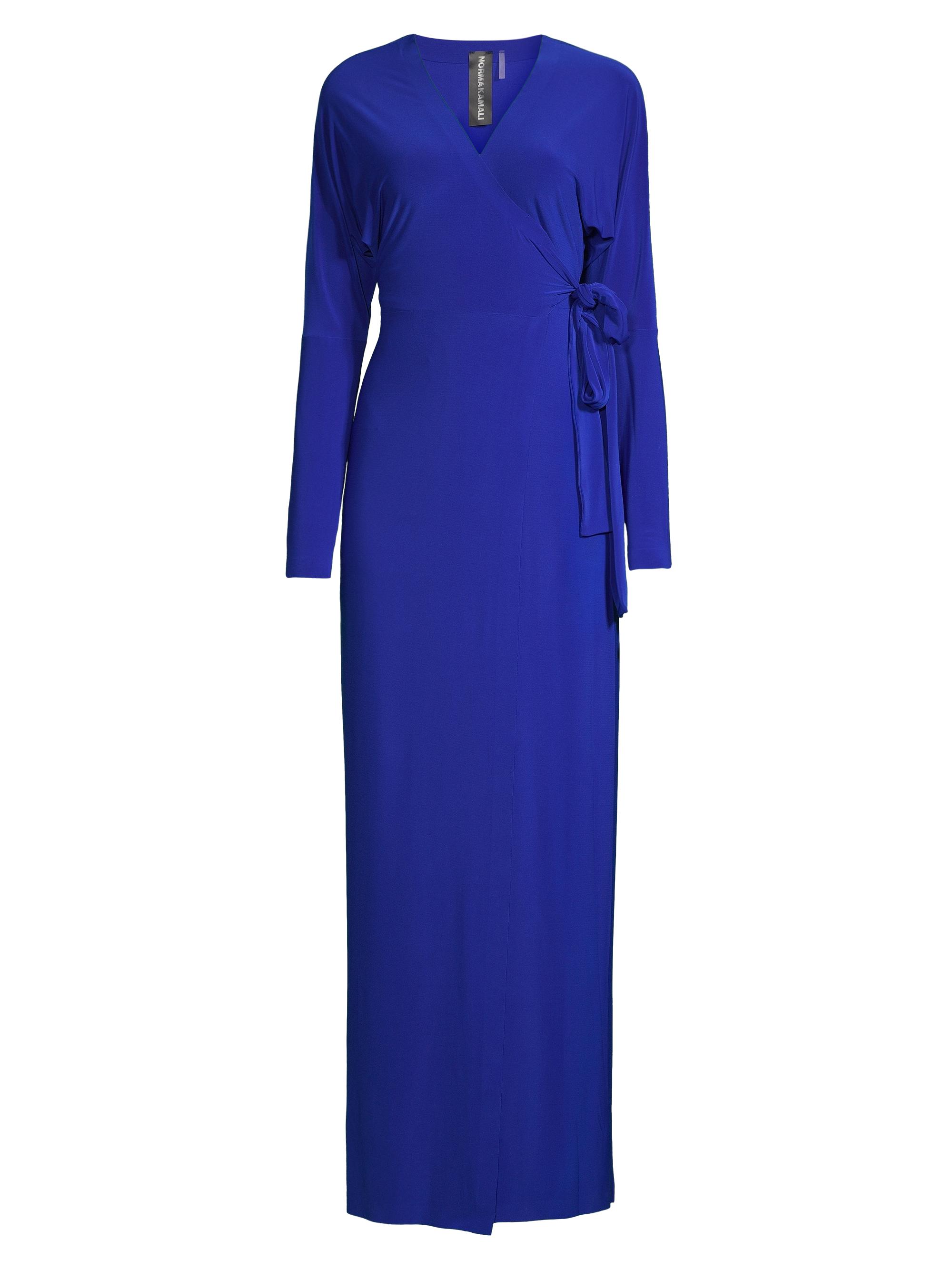Norma Kamali Women's Wrap-Front Knit Column Gown - Cobalt