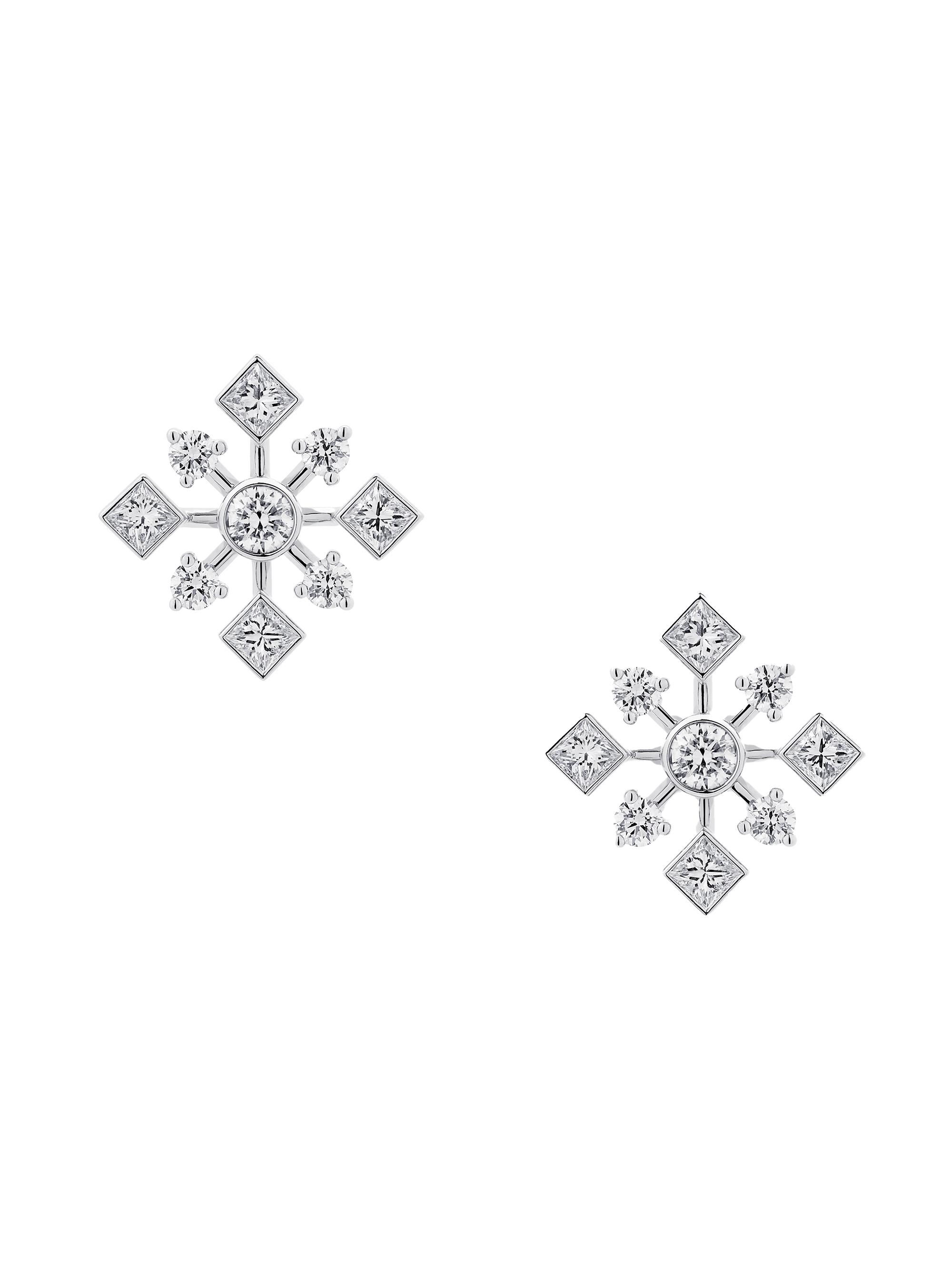 Birks Women's Snowflake 18K White Gold & 0.93 TCW Diamond Stud Earrings