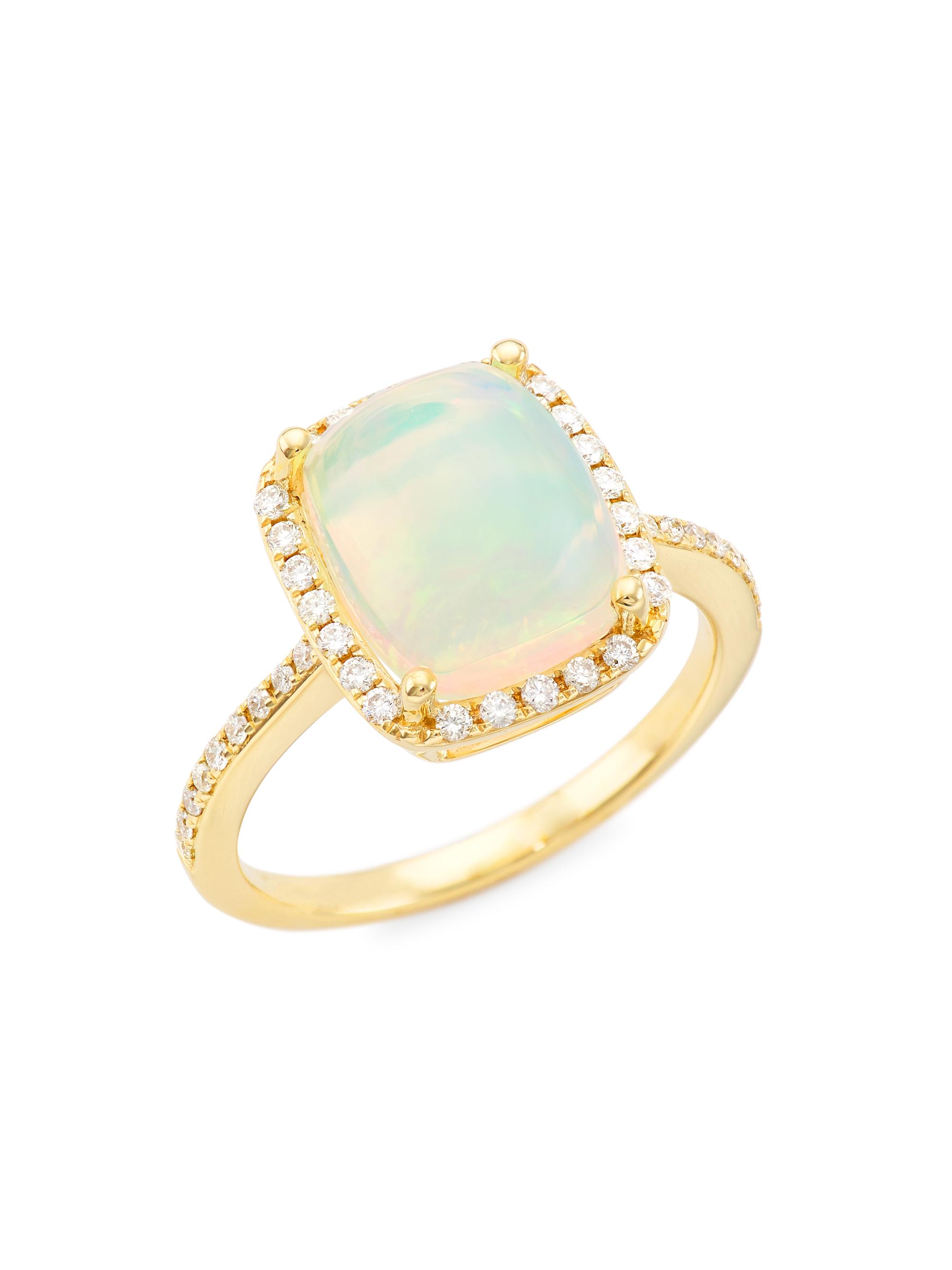 Saks Fifth Avenue Collection Women's 14K Yellow Gold, Opal, & 0.3 TCW Diamond Ring - Yellow Gold