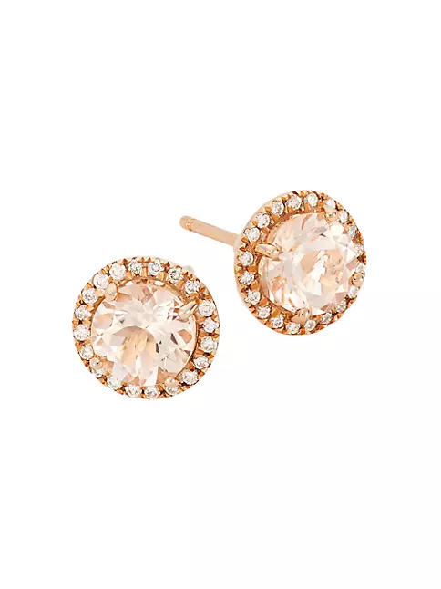 Shop Saks Fifth Avenue Collection 14K Rose Gold, Morganite, & 0.16 TCW Diamond  Halo Stud Earrings