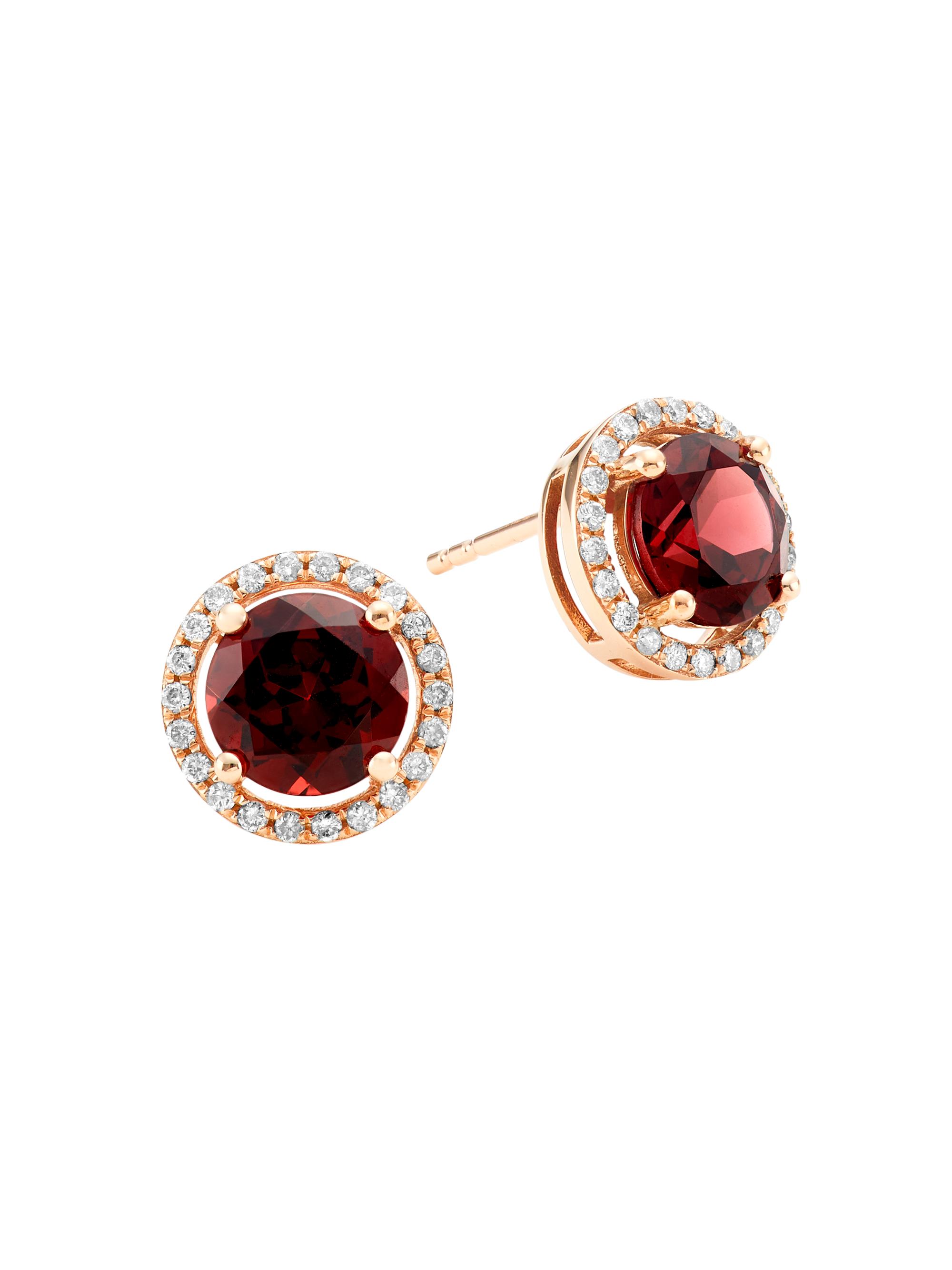 Saks Fifth Avenue Collection Women's 14K Rose Gold, Rhodolite Garnet, & 0.23 TCW Diamond Halo Stud Earrings - Rose Gold