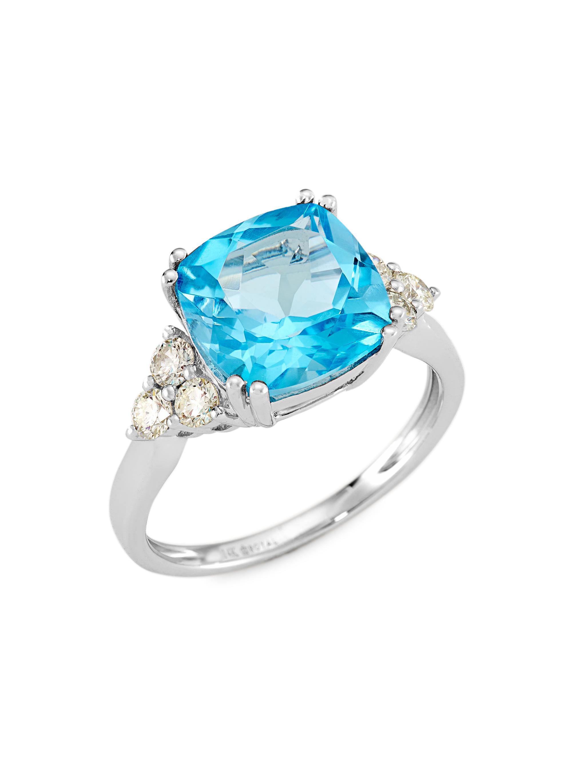 Saks Fifth Avenue Collection Women's 14K White Gold, Blue Topaz, & 0.45 TCW Diamond Ring - Blue
