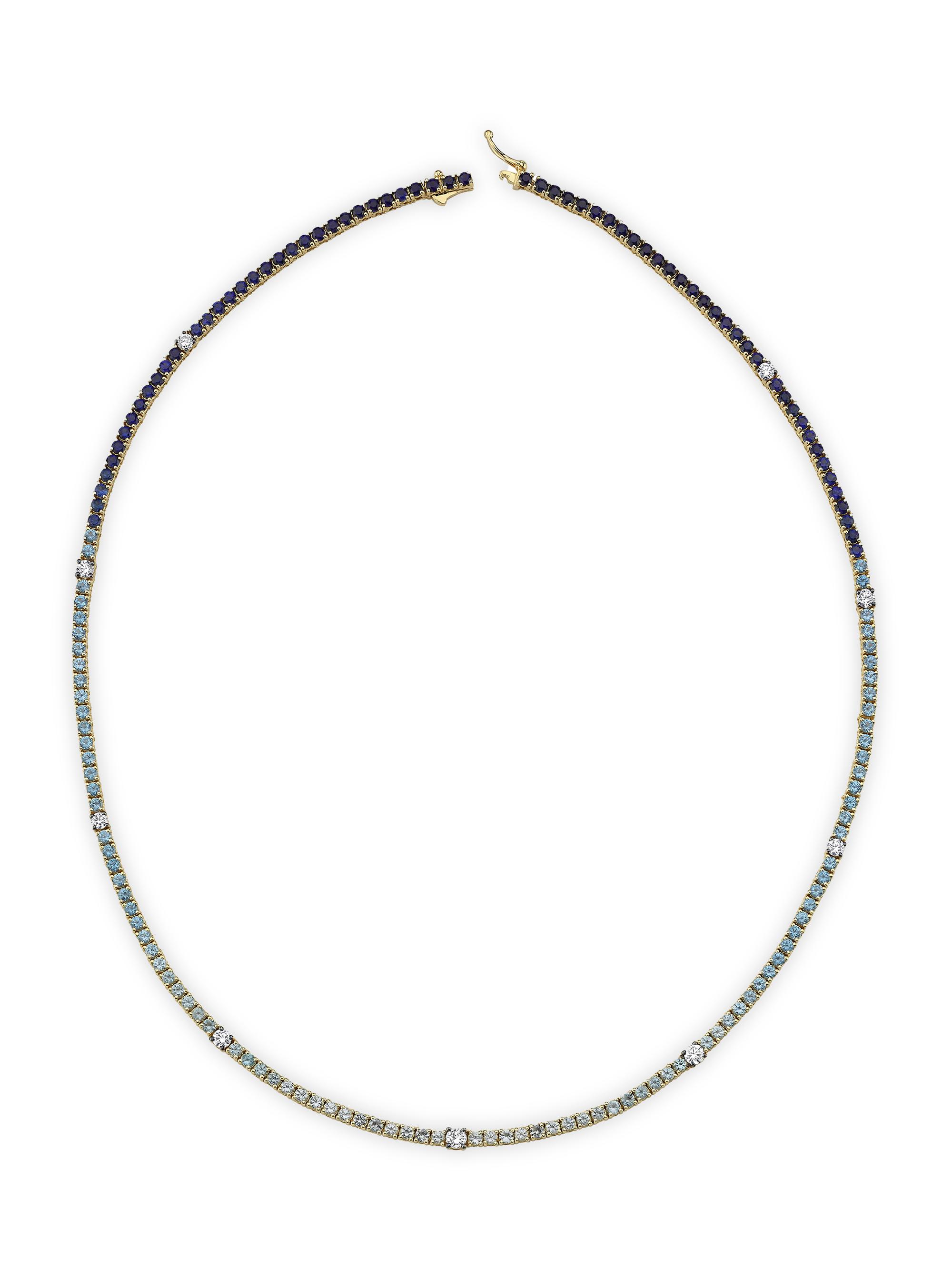 Charms Company Women's Spin Me Round 14K Yellow Gold, Sapphire, & 0.9 TCW Diamond Tennis Necklace - Yellow Gold