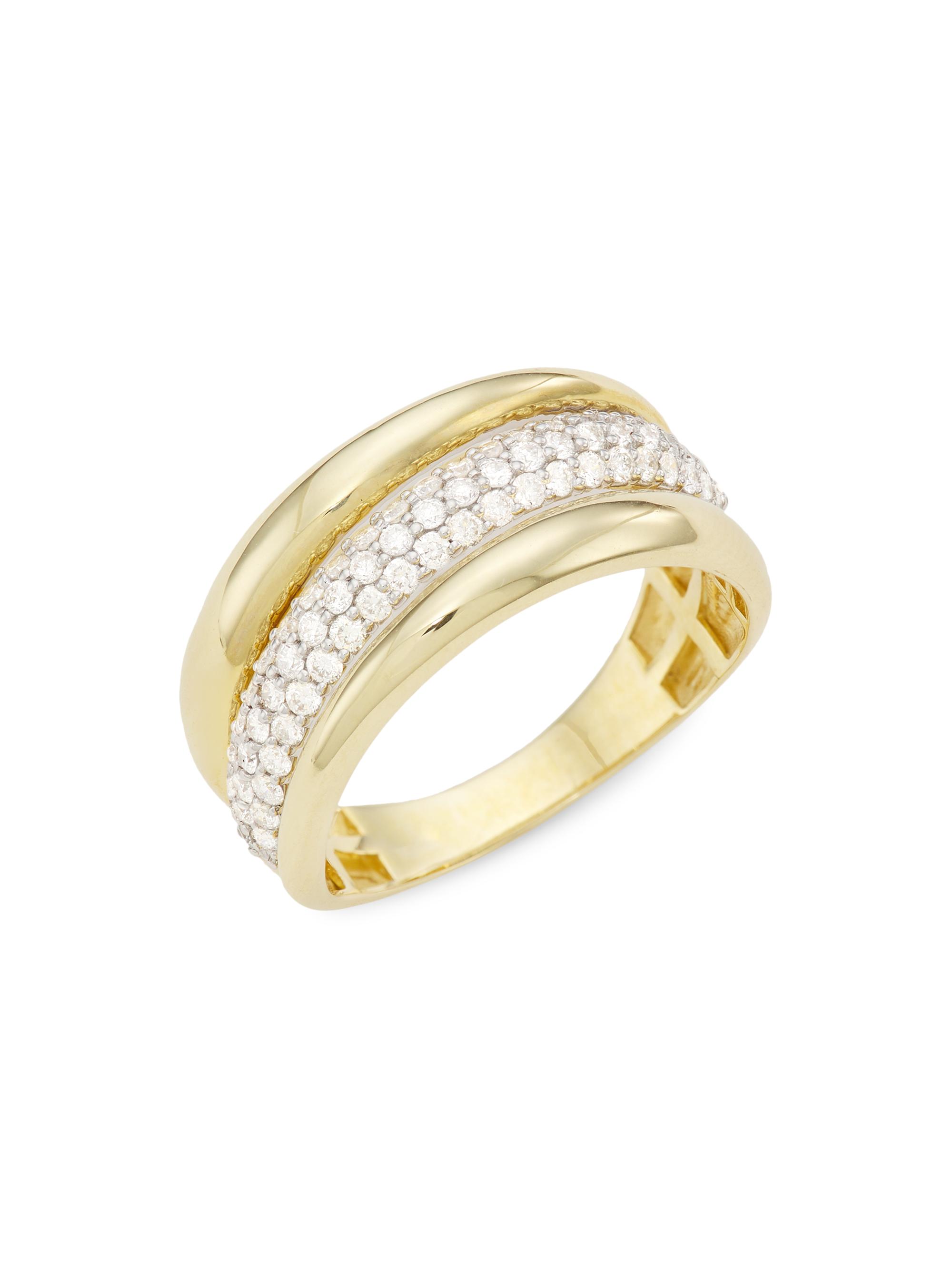 Saks Fifth Avenue Collection Women's 14K Yellow Gold & 0.6 TCW Diamond Ring - Yellow Gold