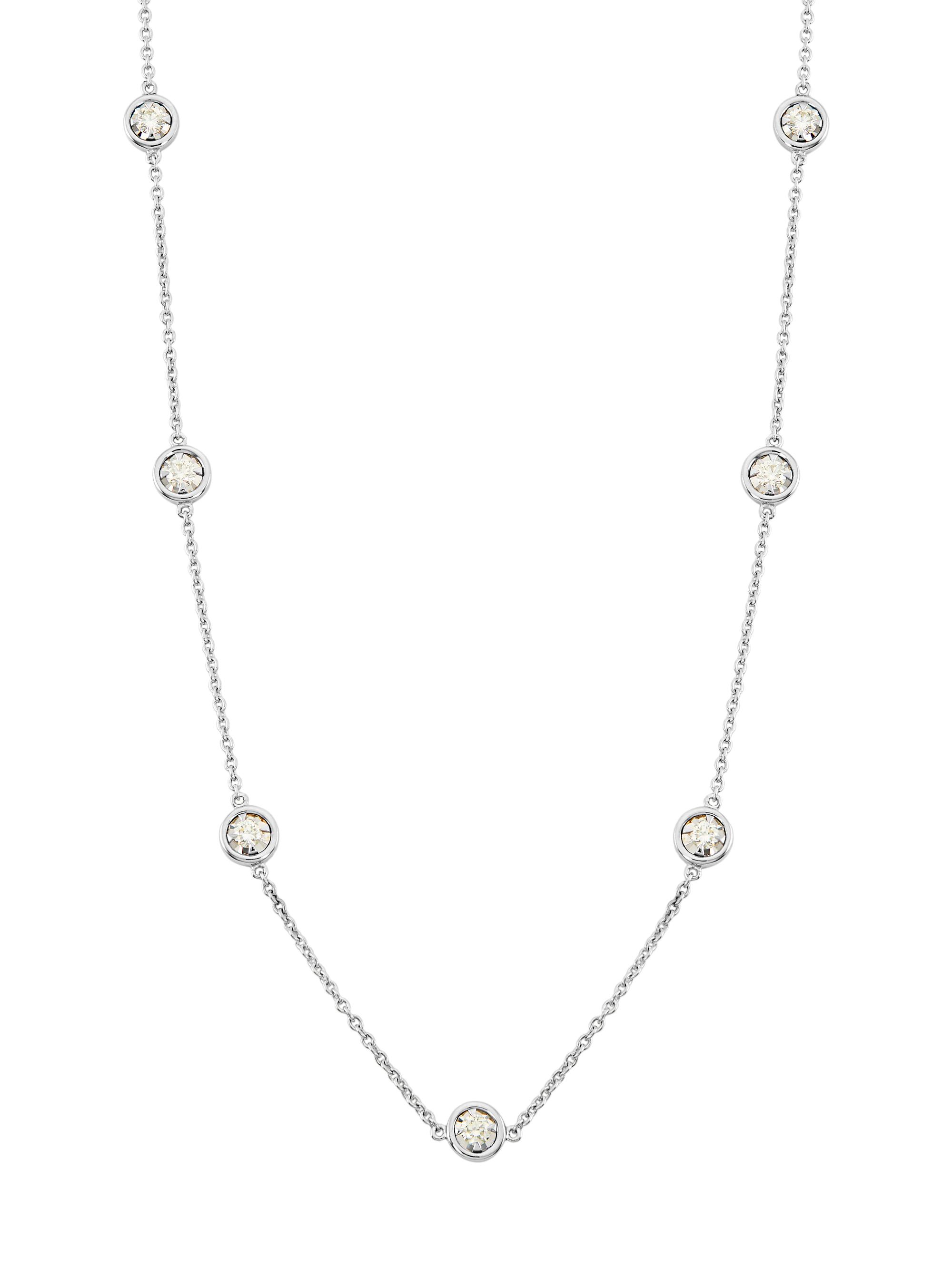 Saks Fifth Avenue Collection Women's 14K White Gold & 0.50 TCW Diamond Station Necklace/16-18" - White