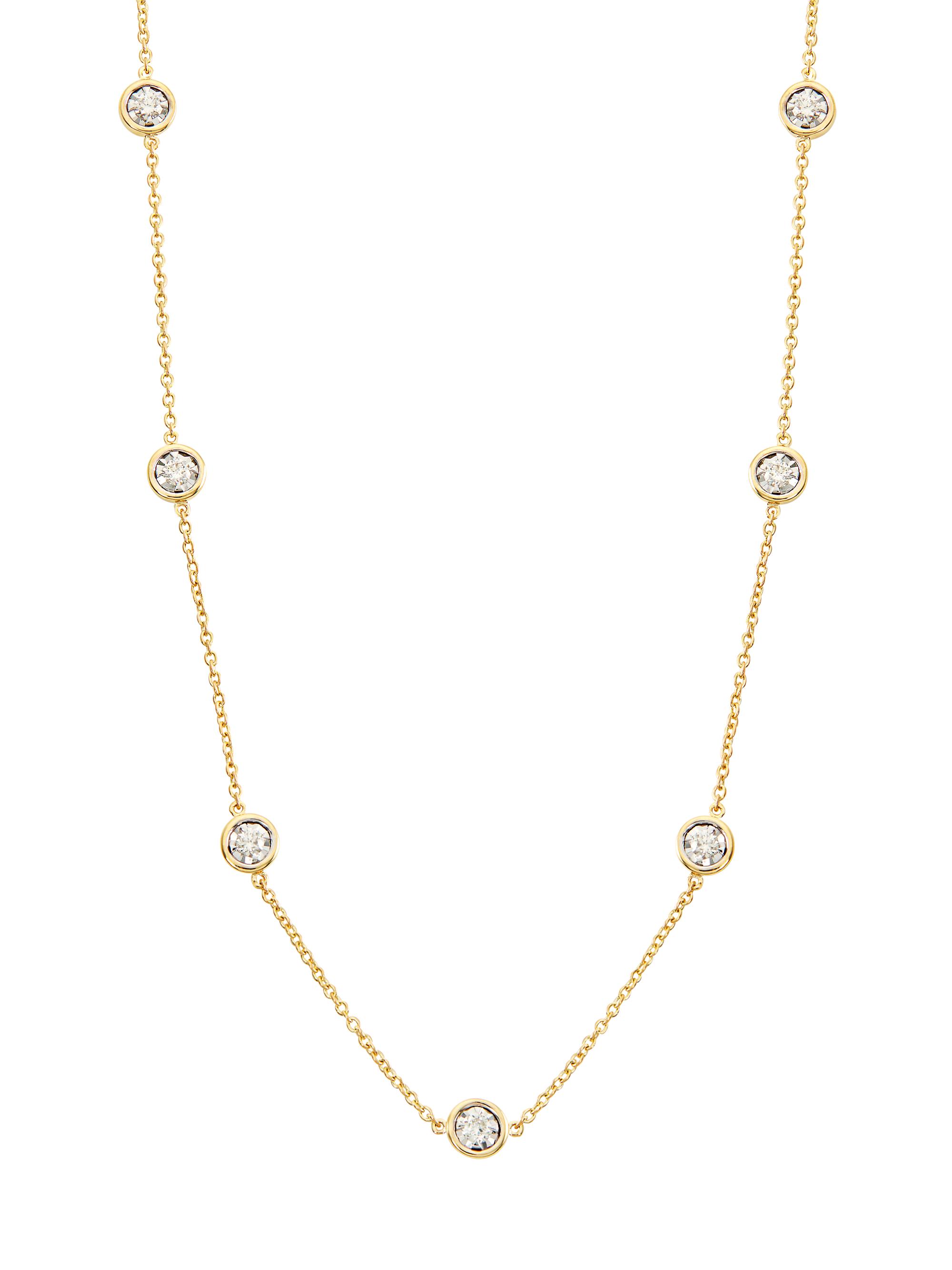 Saks Fifth Avenue Collection Women's 14K Yellow Gold & 0.50 TCW Diamond Station Necklace/16-18" - Yellow Gold