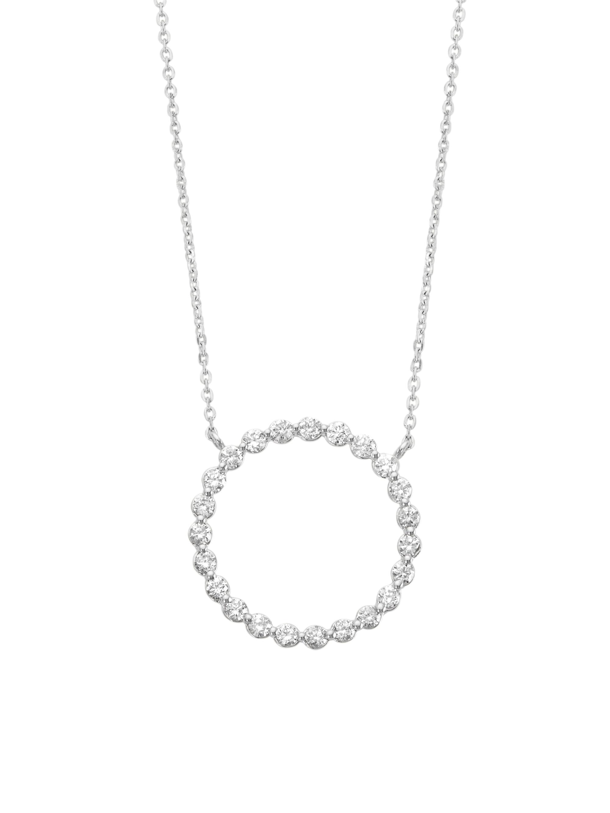 Saks Fifth Avenue Collection Women's 14K White Gold & 0.51 TCW Diamond Circle Pendant Necklace - White
