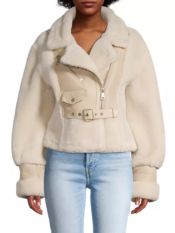 Shop Nicole Benisti Victoria Cropped Shearling Jacket | Saks Fifth 
