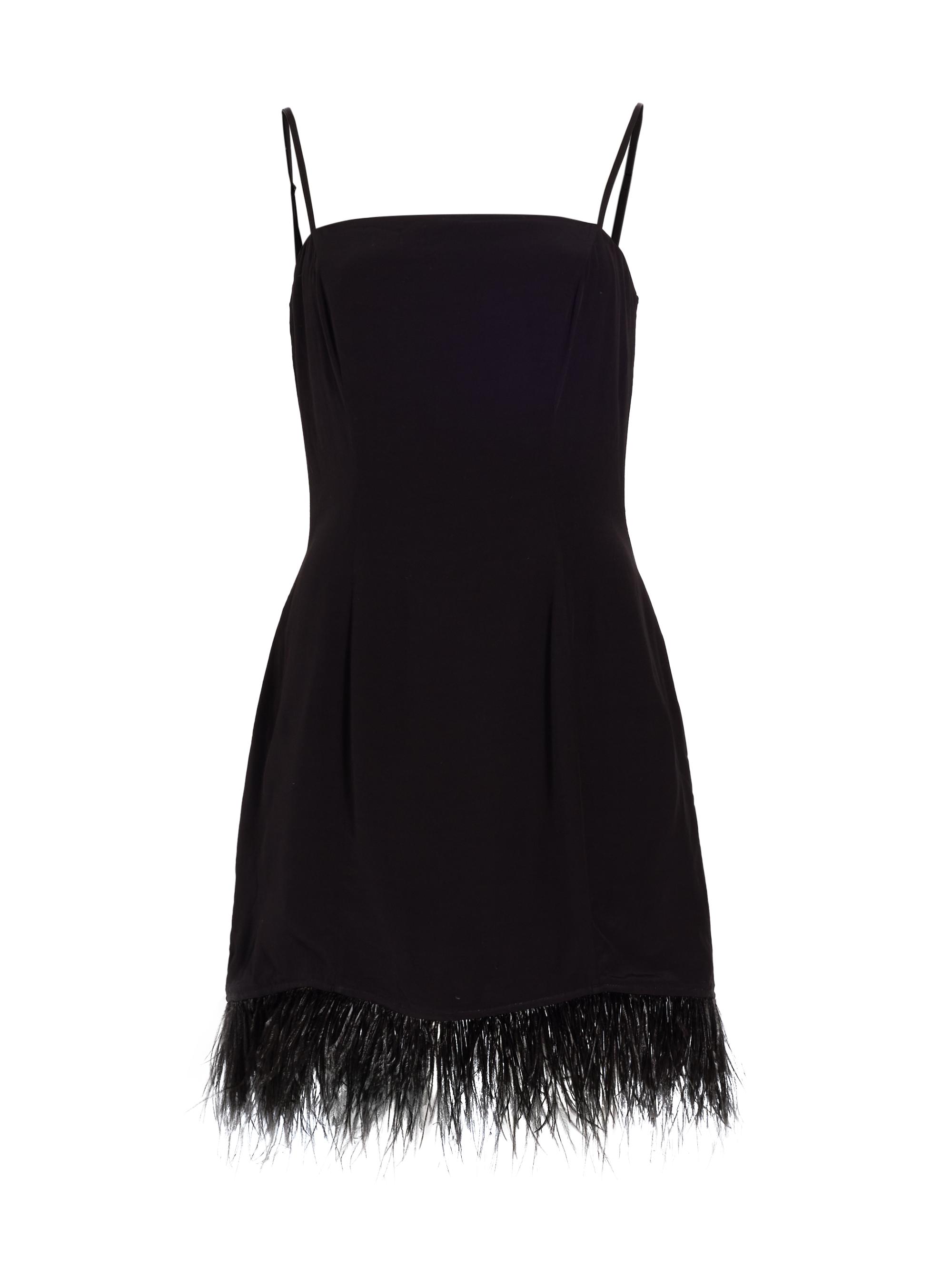 HVN Women's Mia Feather-Trimmed Minidress - Black With Feather Crepe