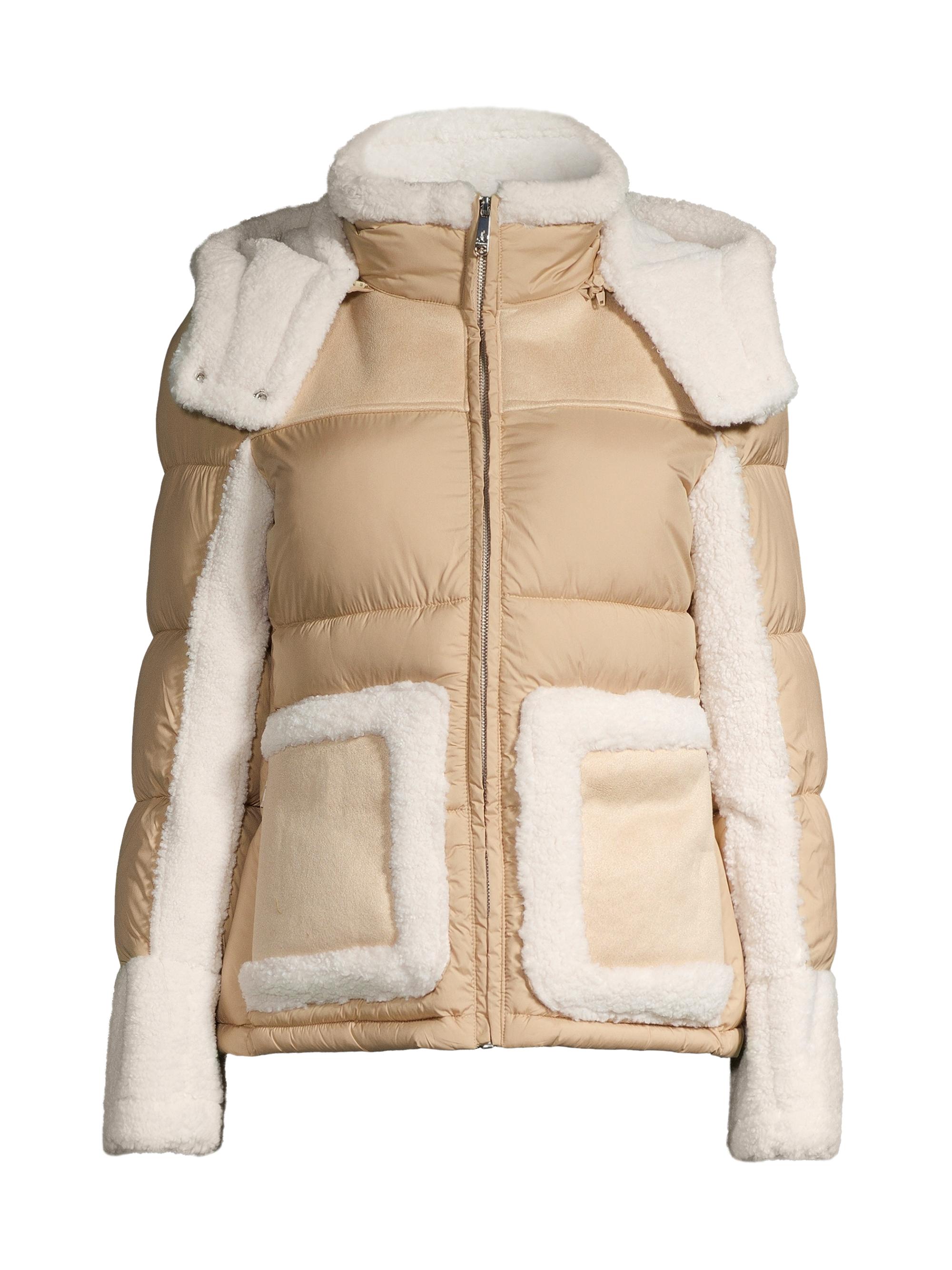 Sam Edelman Women's Mixed-Media Puffer Jacket - Sand
