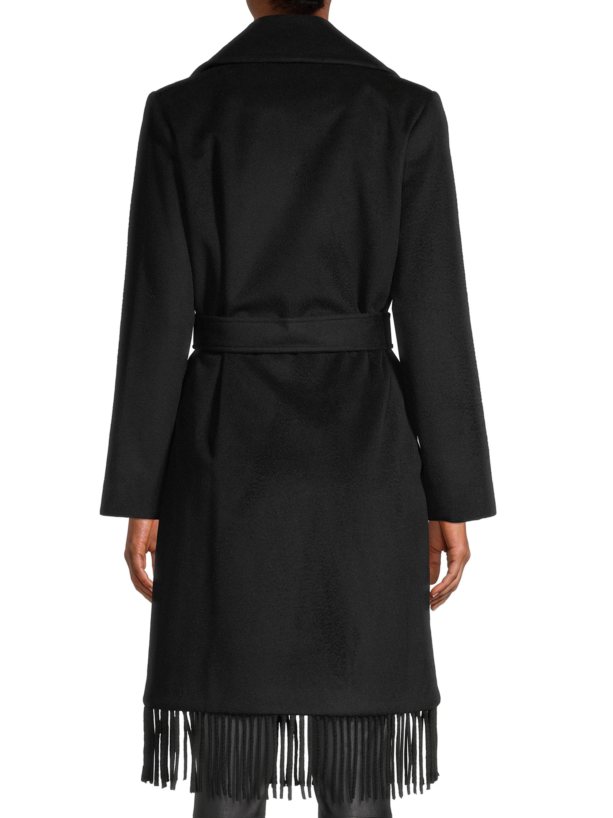 Sam Edelman Women's Fringe Wrap Coat - Black | Thumbnail 5