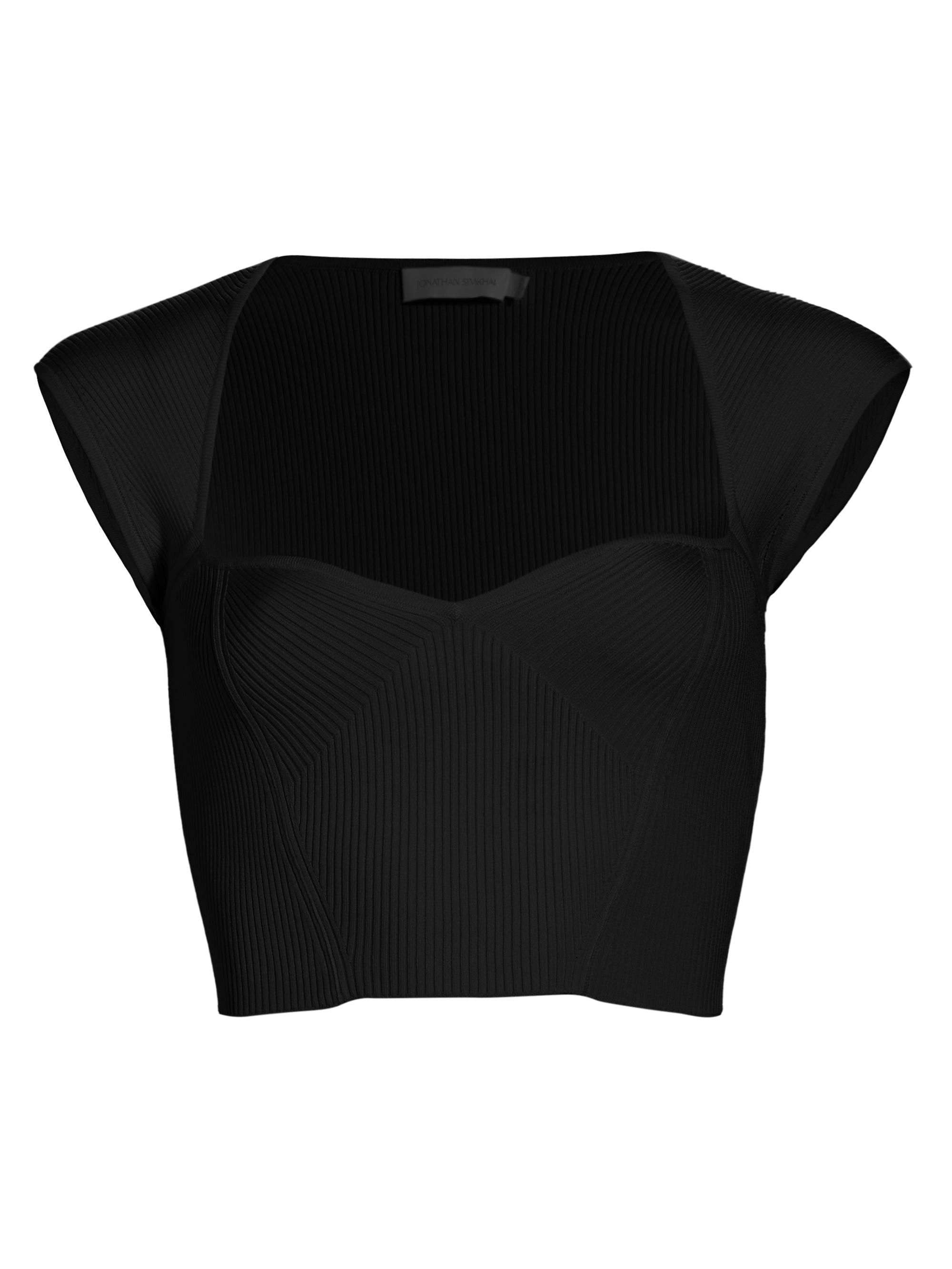 SIMKHAI Abia Compact Rib-Knit Crop Top | Saks Fifth Avenue
