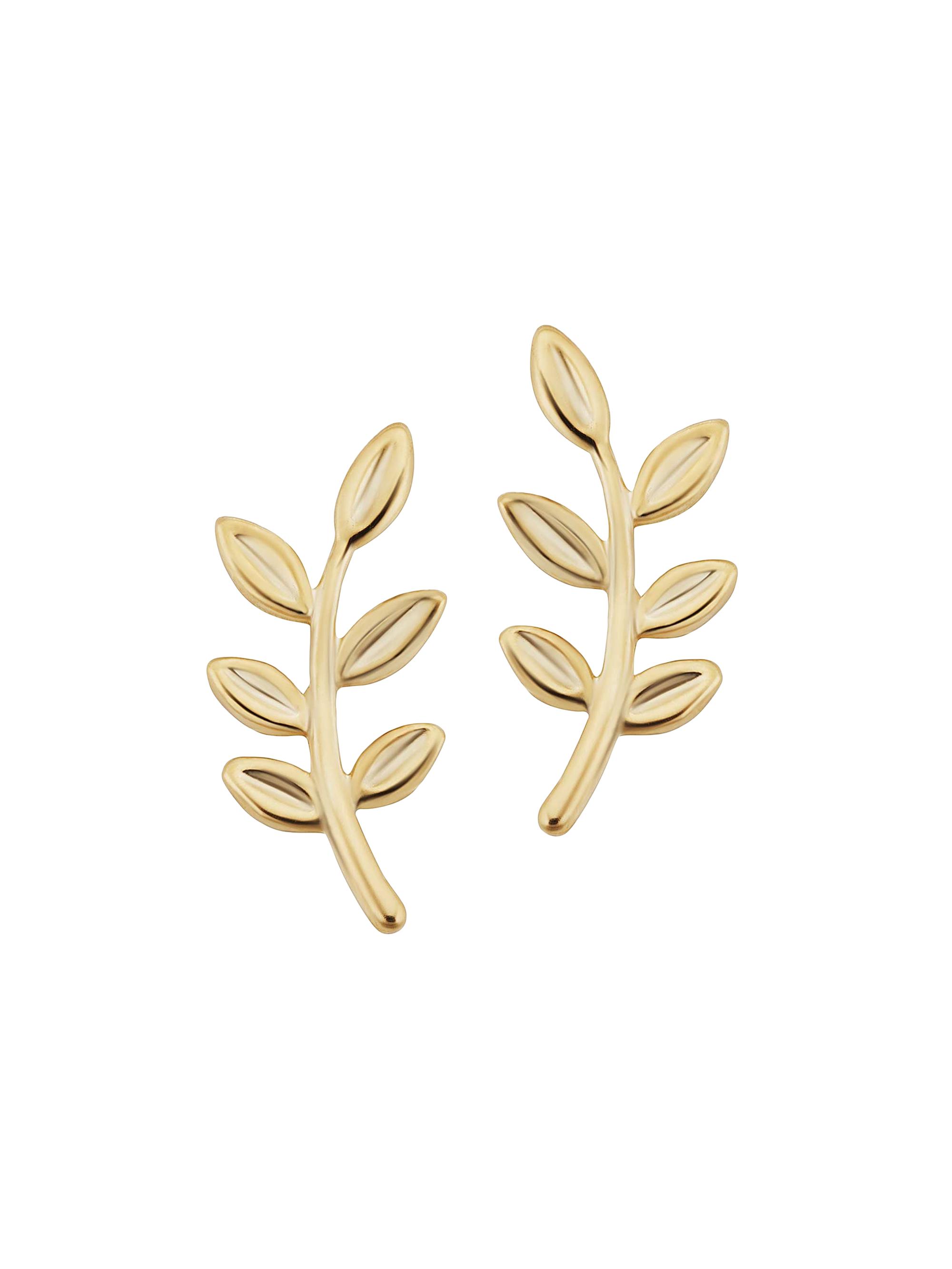 Oradina Women's 14K Yellow Solid Gold Peace and Love Studs - Yellow Gold