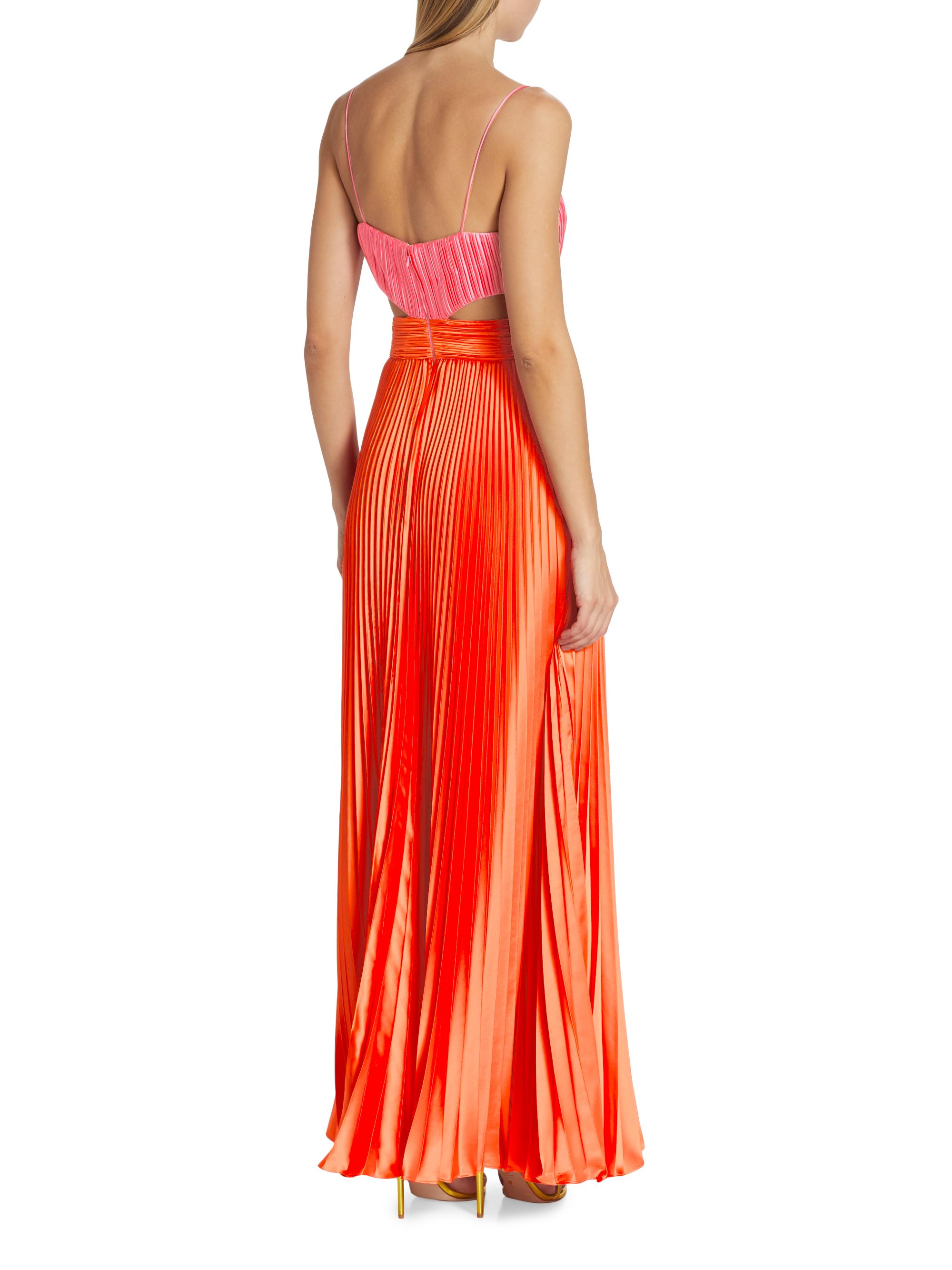 Amur Elodie Satin Colorblock Pleated Gown | Saks Fifth Avenue