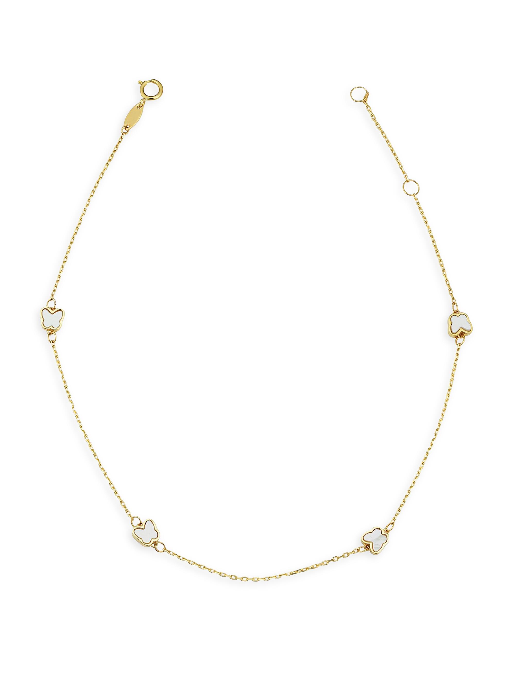 Oradina Women's 14K Yellow Gold Flutter By Anklet - Yellow Gold