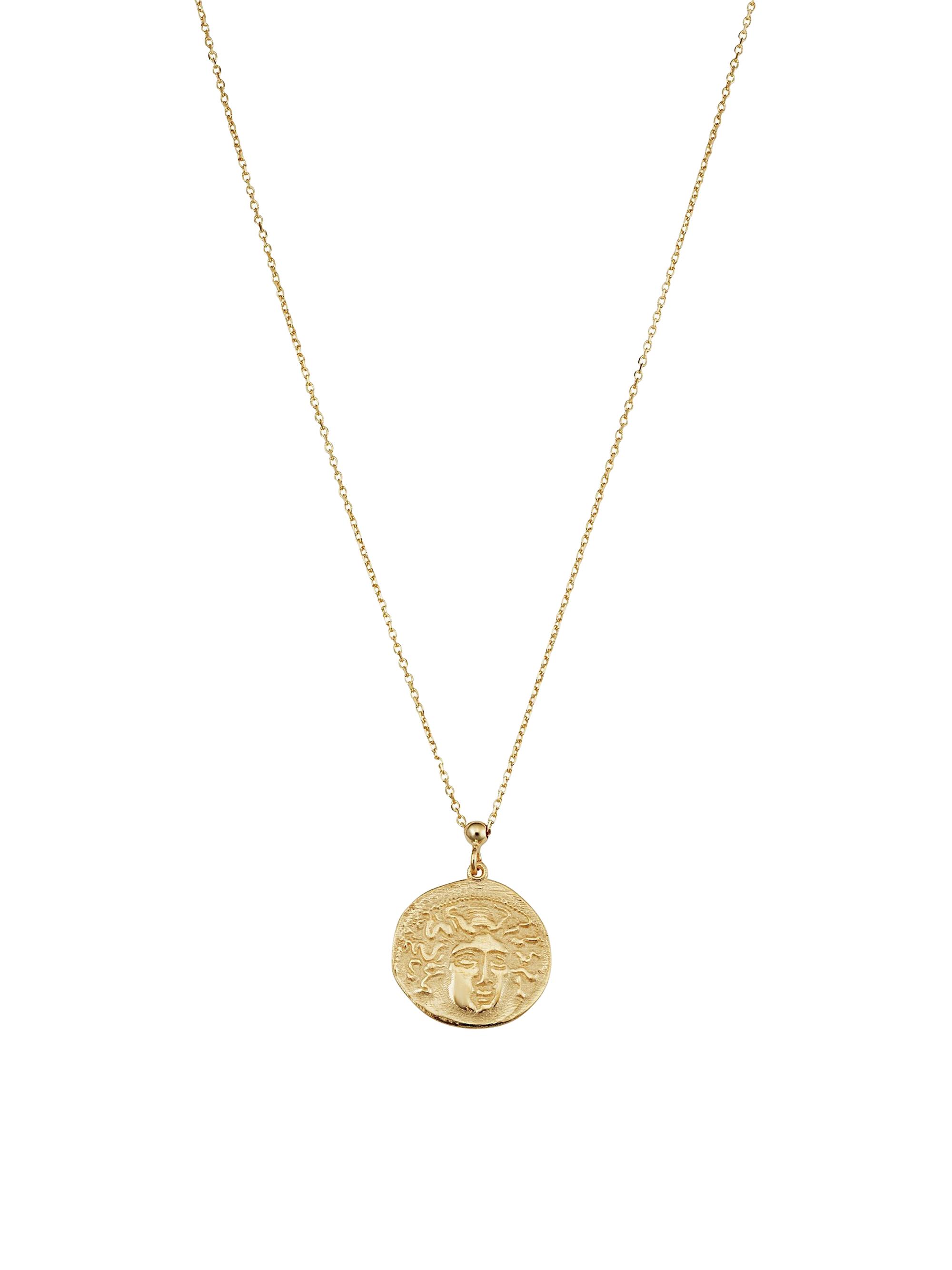 Oradina Women's 14K Yellow Gold Greek Medusa Medallion Necklace - Yellow Gold