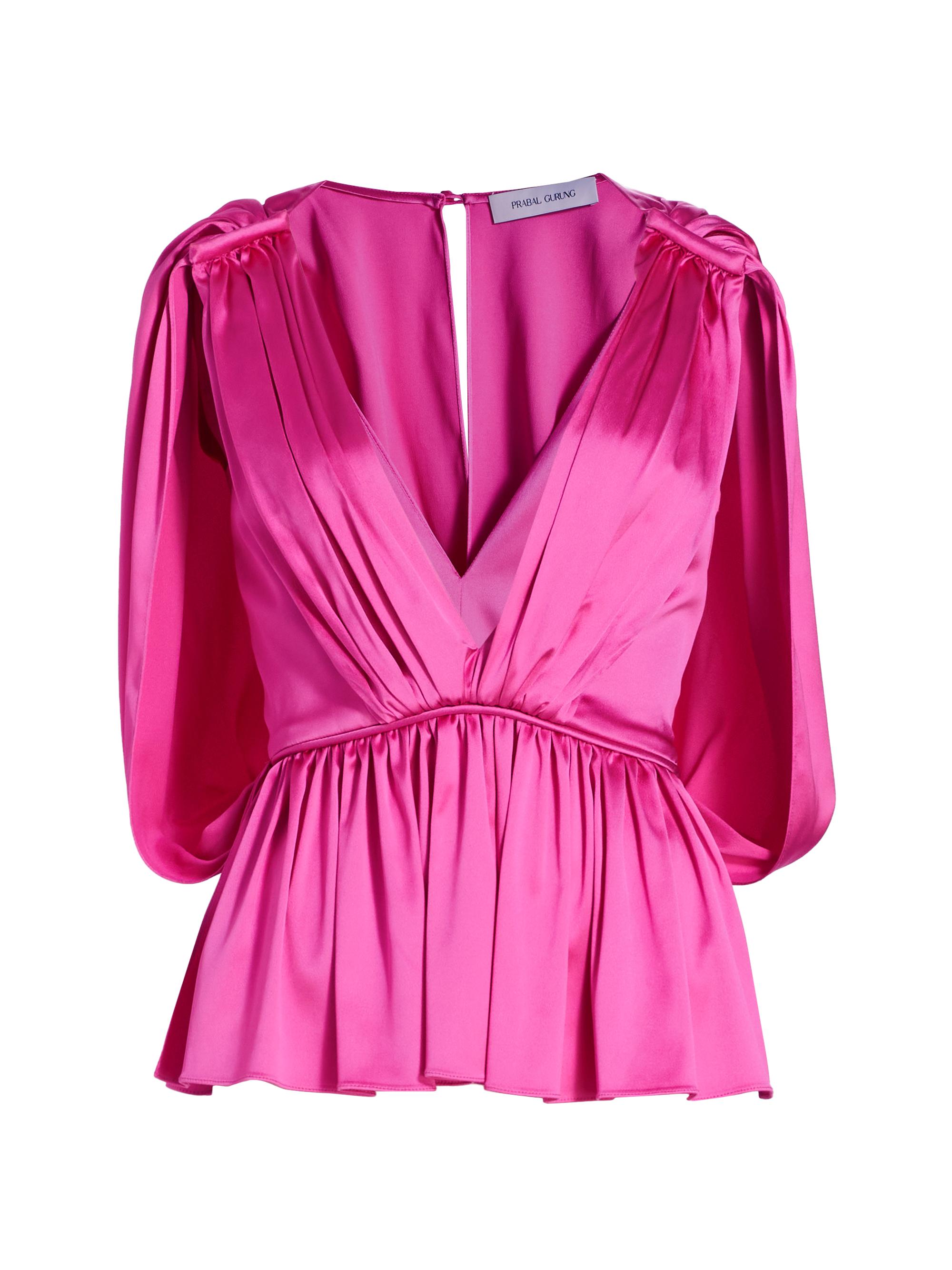 Prabal Gurung Women's Satin Cape-Sleeve Top - Pink
