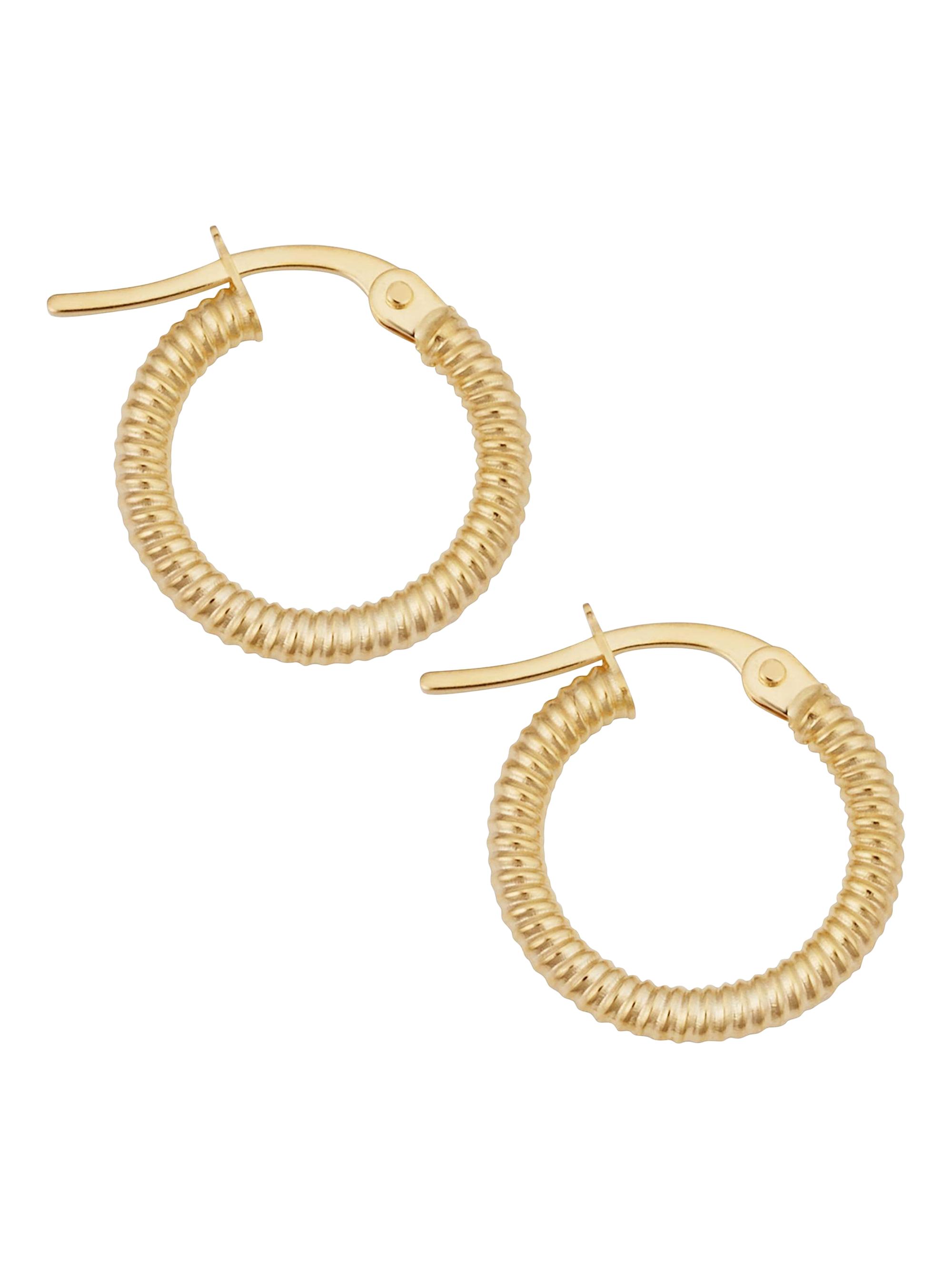 Oradina Women's 18K Yellow Gold Ribbed Mini Hoops - Yellow Gold