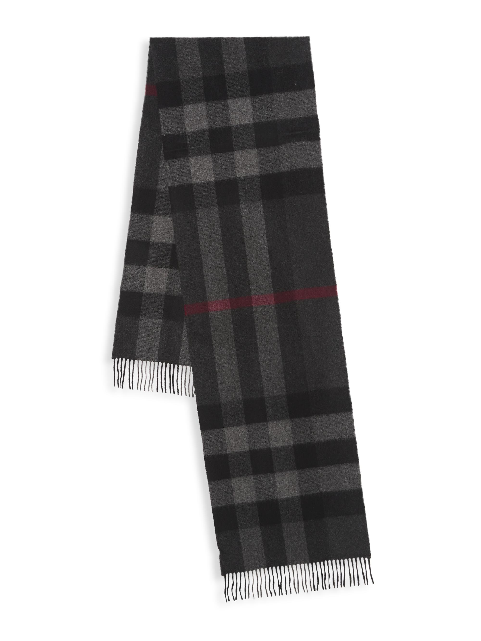 Burberry Men's Cashmere Mega Check Scarf - Charcoal