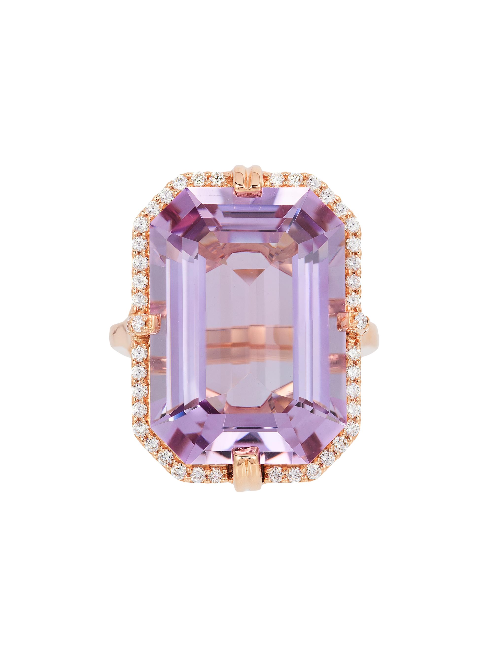 Goshwara Women's Gossip 18K Rose Gold, Lavender Amethyst & 0.41 TCW Diamond Cocktail Ring - Rose Gold