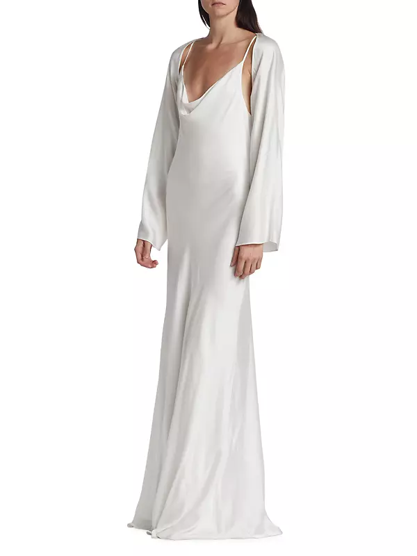 Shop L'AGENCE Alicia Removable Shawl & Cowl-Neck Gown | Saks Fifth