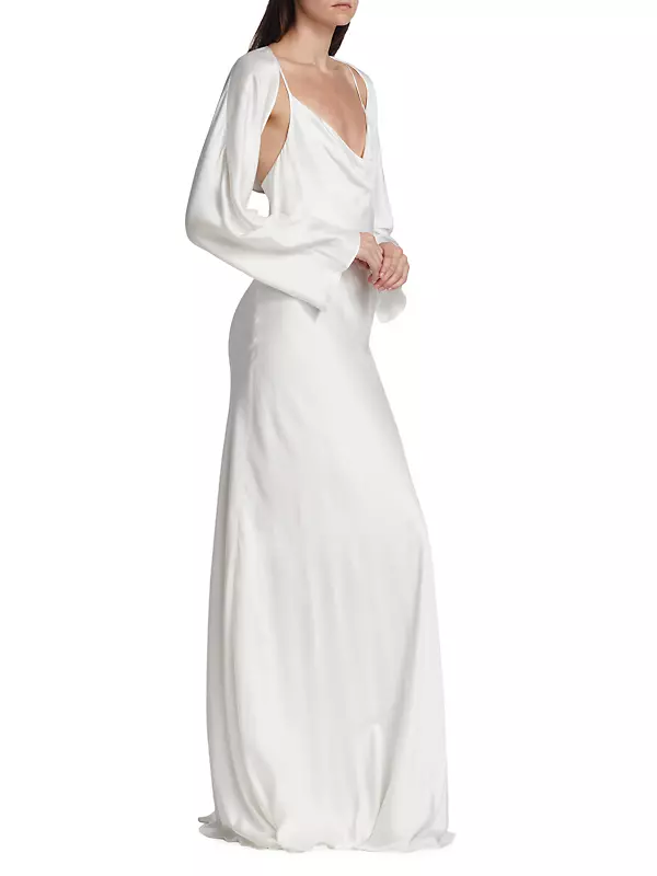 Shop L'AGENCE Alicia Removable Shawl & Cowl-Neck Gown | Saks Fifth