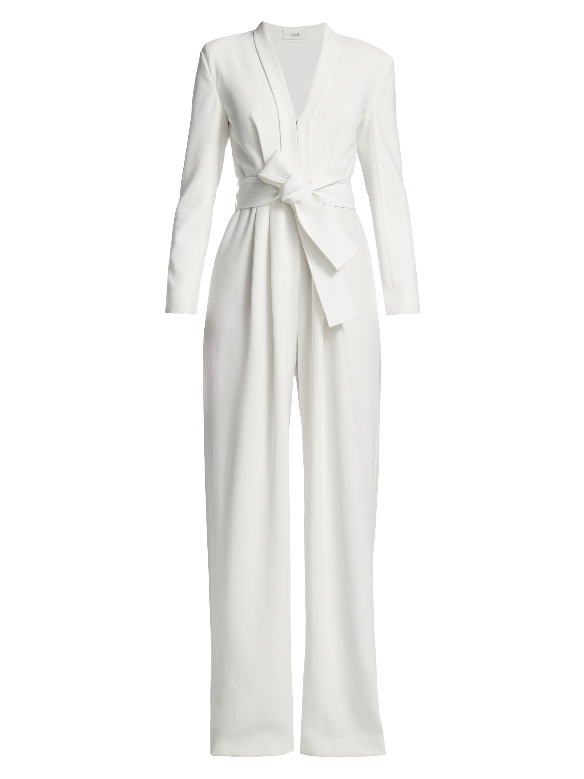 A.L.C. Women's Kieran II Belted Crepe Wide-Leg Jumpsuit - White