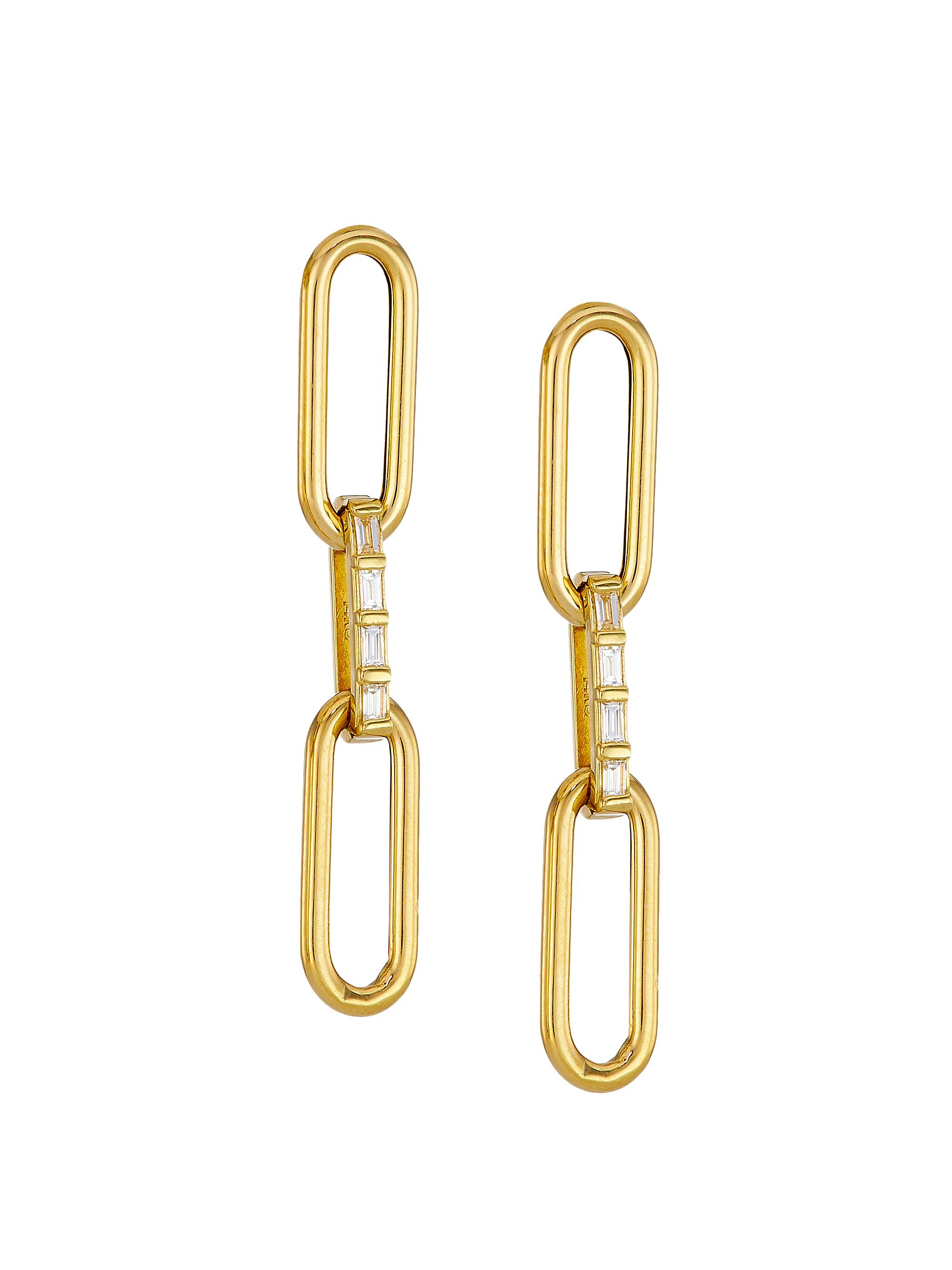 ZOE CHICCO Women's Baguette Diamonds 14K Yellow Gold & 0.13 TCW Diamond  Paper Clip Chain Earrings - Gold