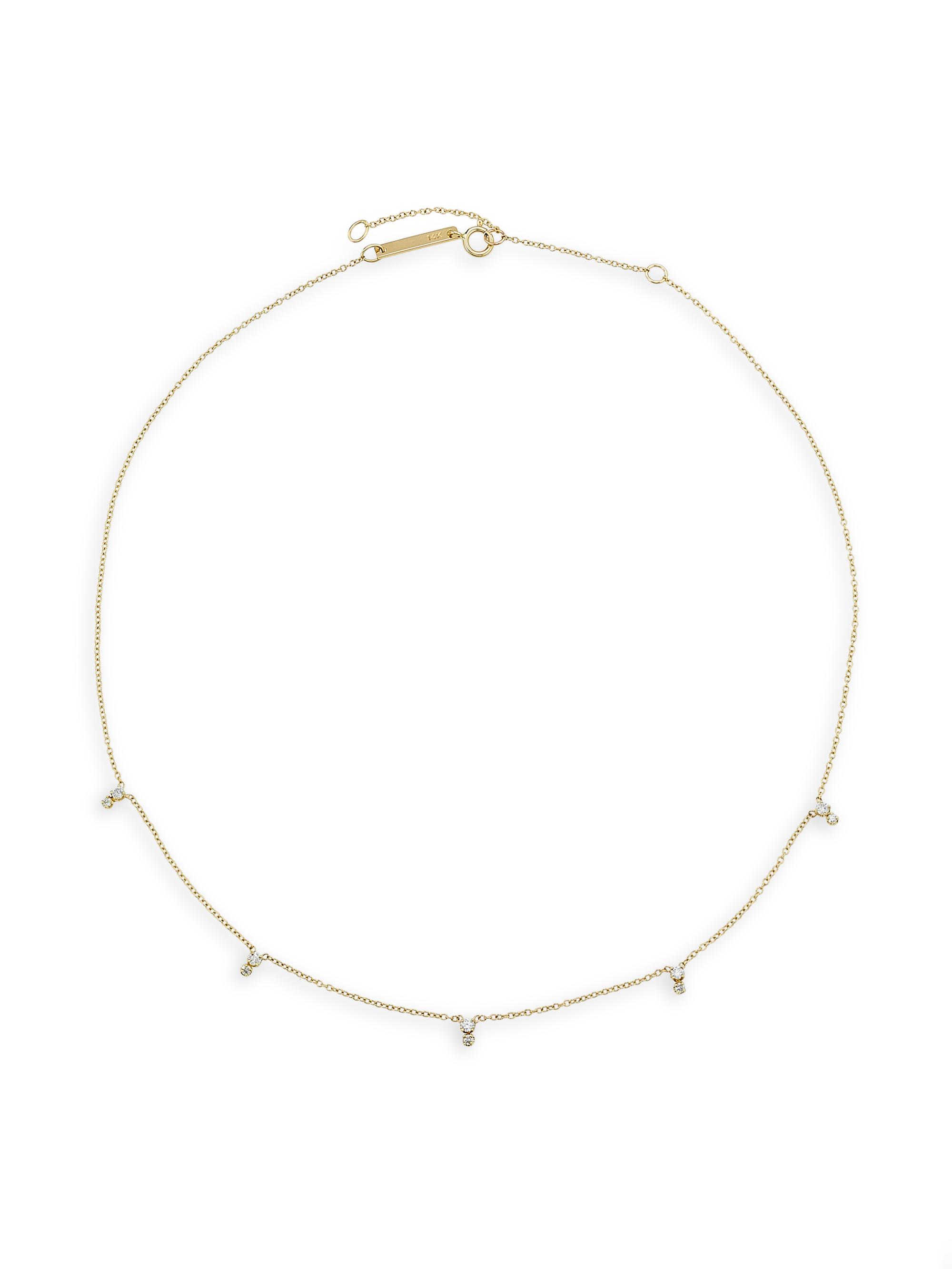 Zoë Chicco Women's Prong Diamonds 14K Yellow Gold & 0.2 TCW Diamond Station Necklace - Gold