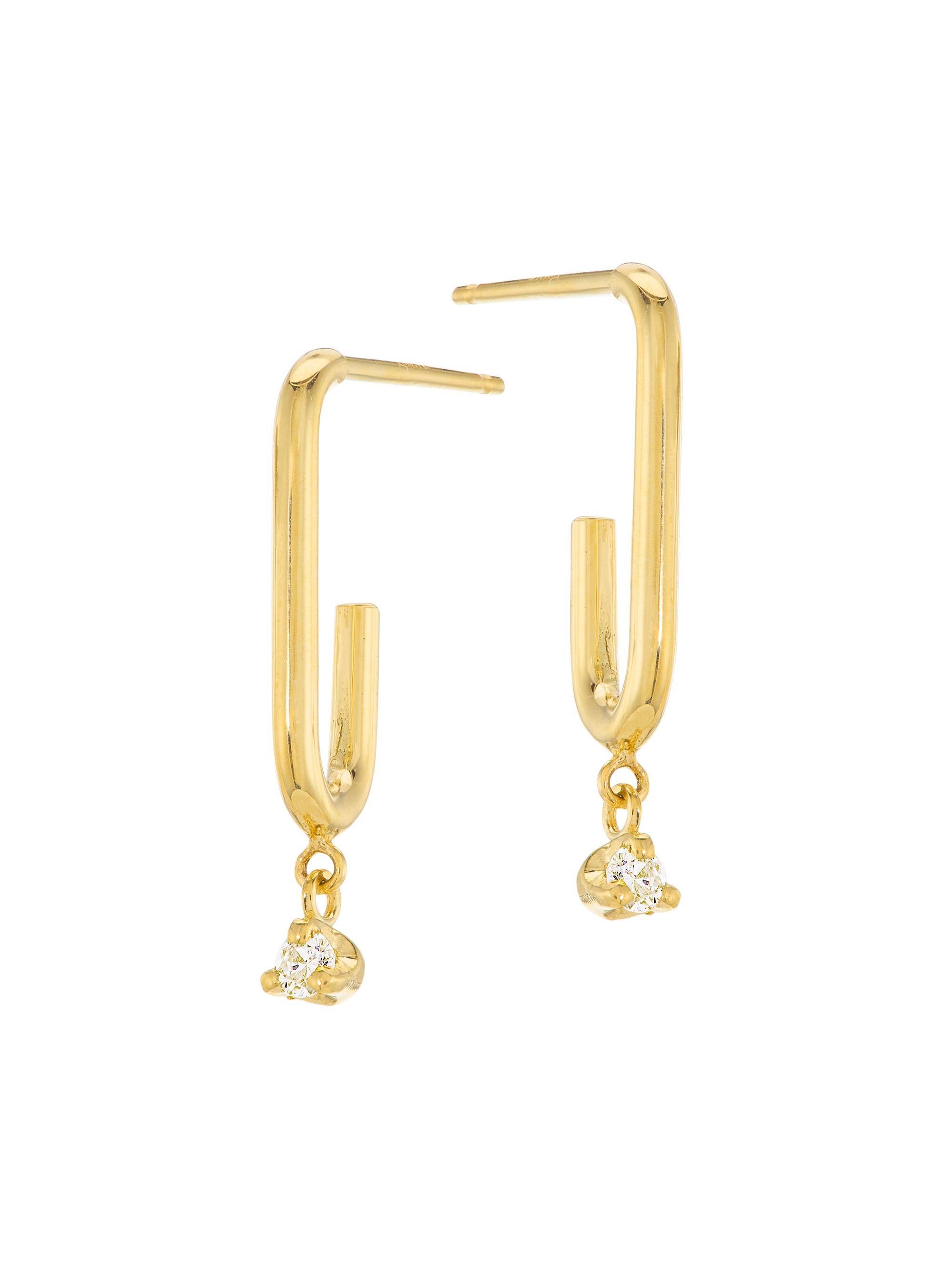 Zoë Chicco Women's Prong Diamonds 14K Yellow Gold & 0.06 TCW Diamond Paper Clip Link Hoop Earrings - Yellow Gold