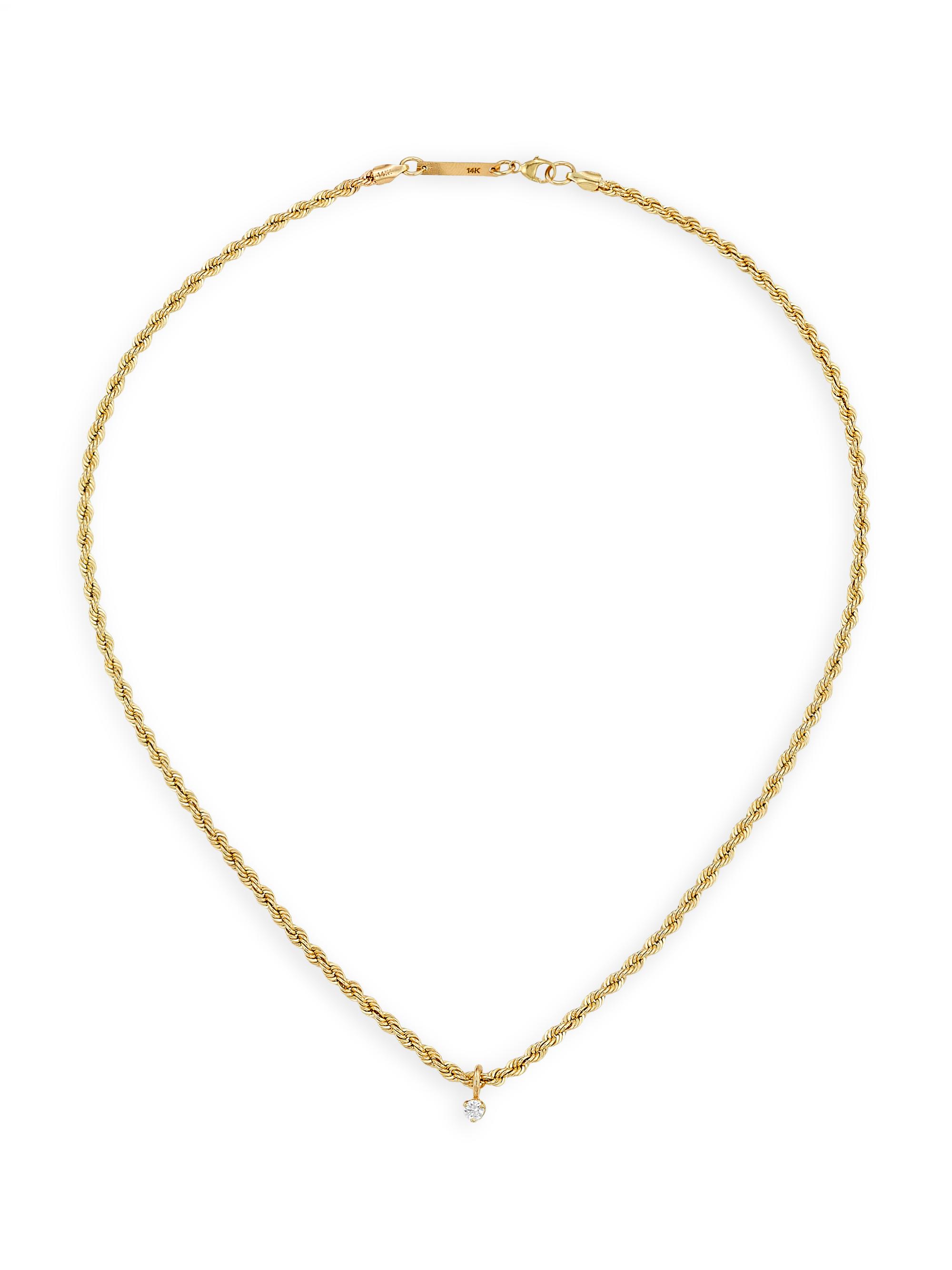 ZOE CHICCO Women's Prong Diamonds 14K Yellow Gold & 0.1 TCW Diamond Pendant Necklace - Gold