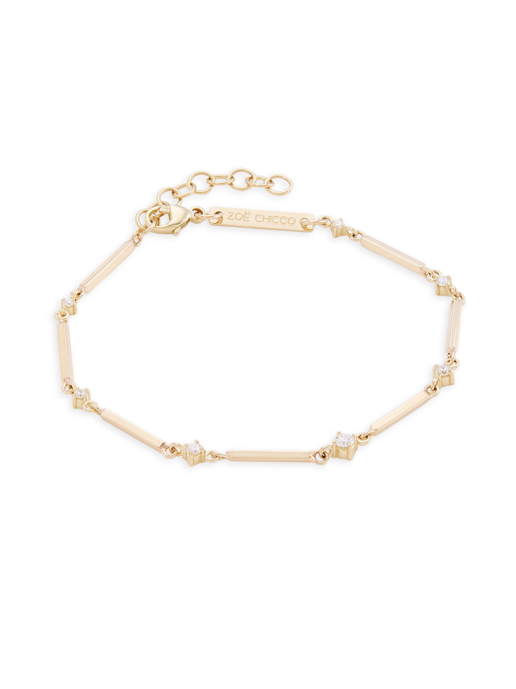 Zoë Chicco Women's Prong Diamonds 14K Yellow Gold & 0.18 TCW Diamond Bar-Chain Bracelet - Yellow Gold