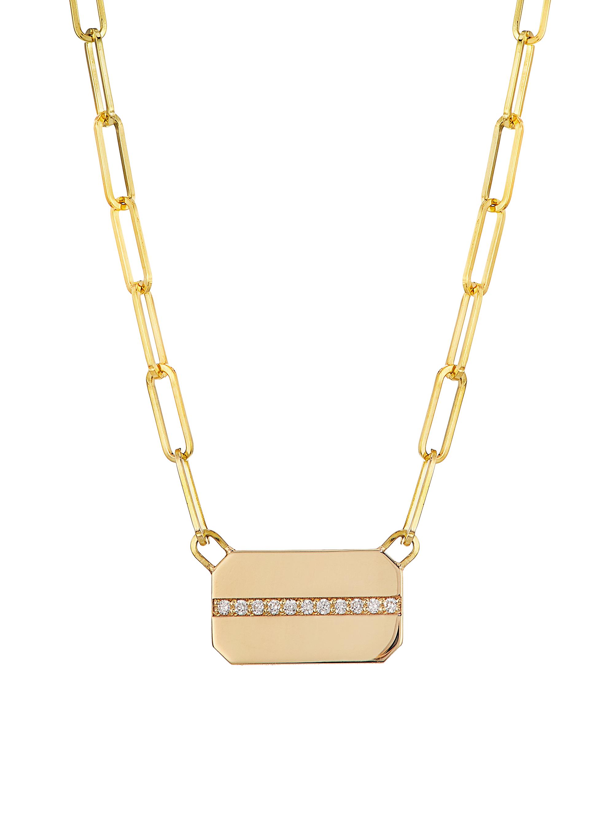 ZOE CHICCO Women's 14K Yellow Gold & 0.05 TCW Diamond Dog Tag Pendant Necklace - Gold