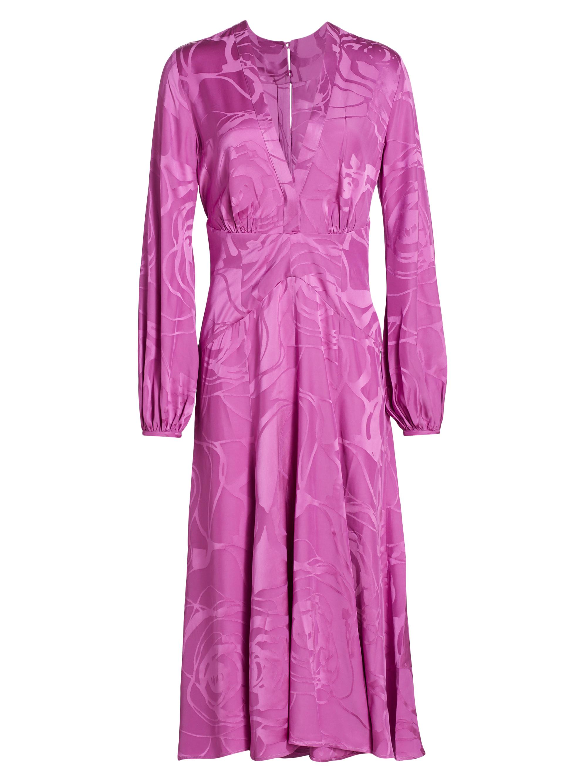 Silvia Tcherassi Women's Kathryn Balloon-Sleeve Midi-Dress - Magenta Orchid Jacquard