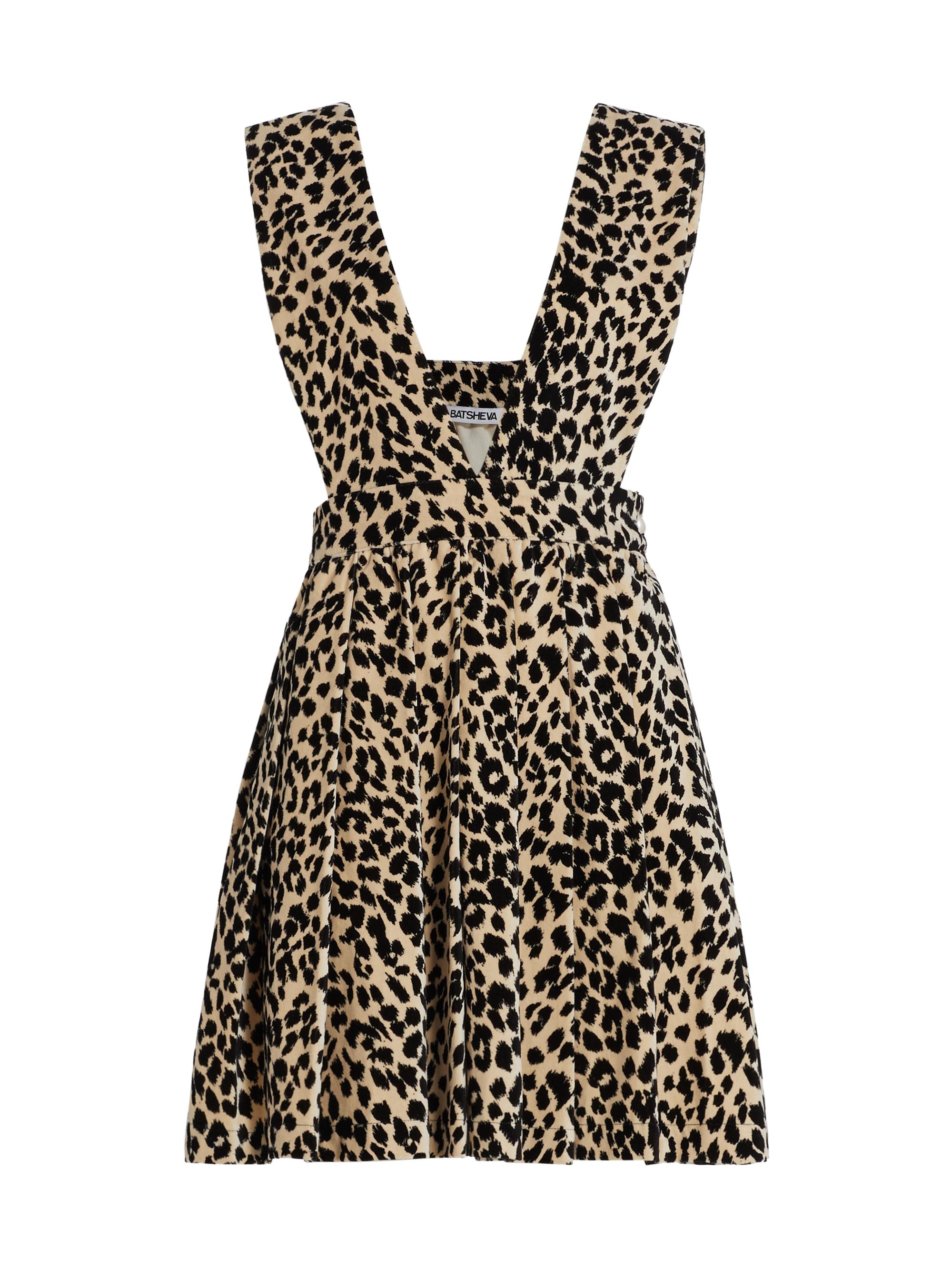 Batsheva Women's Pleated Leopard Apron Dress - Leopard