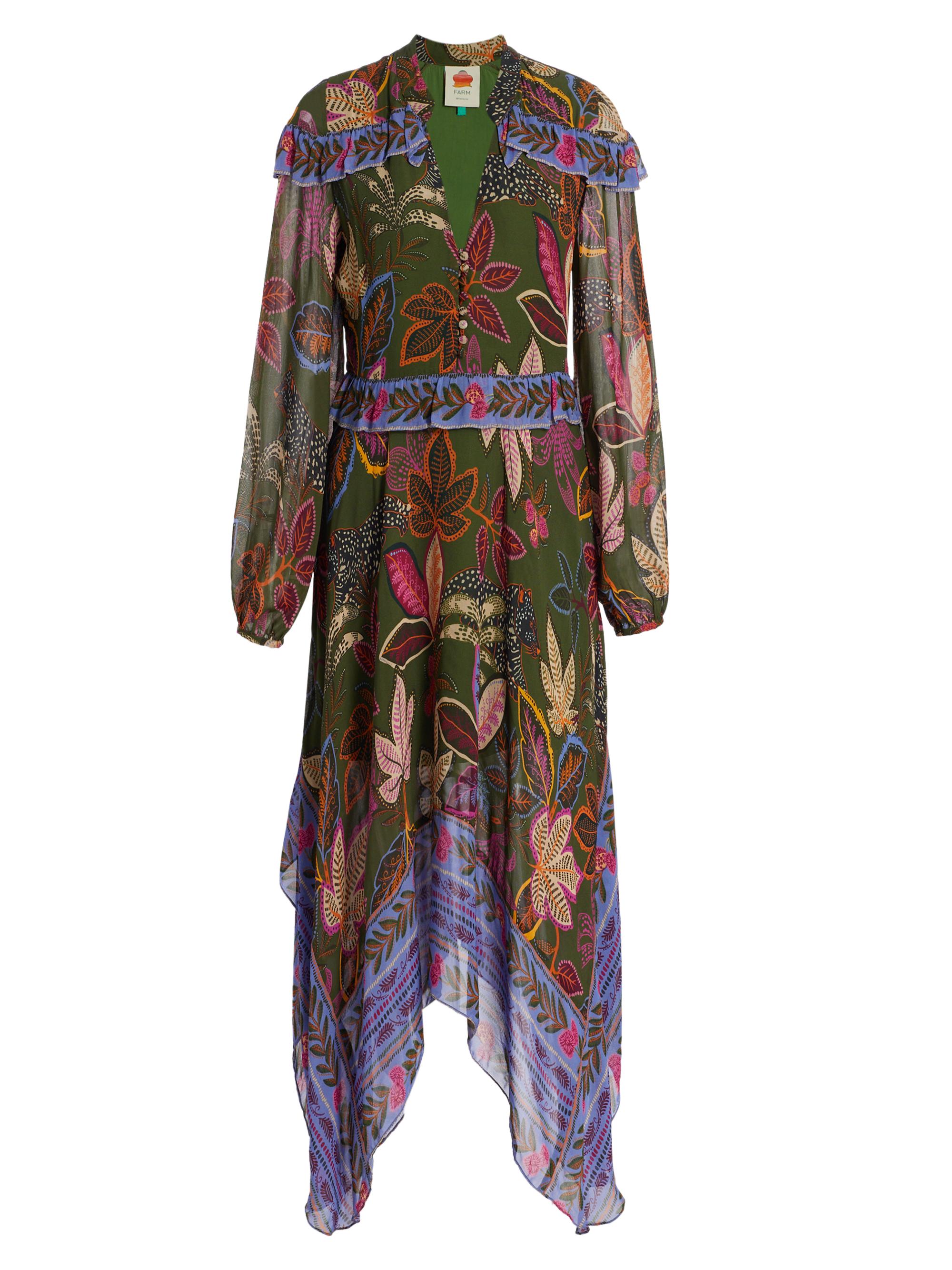 Farm Rio Wild Jungle Handkerchief Midi-Dress | Saks Fifth Avenue