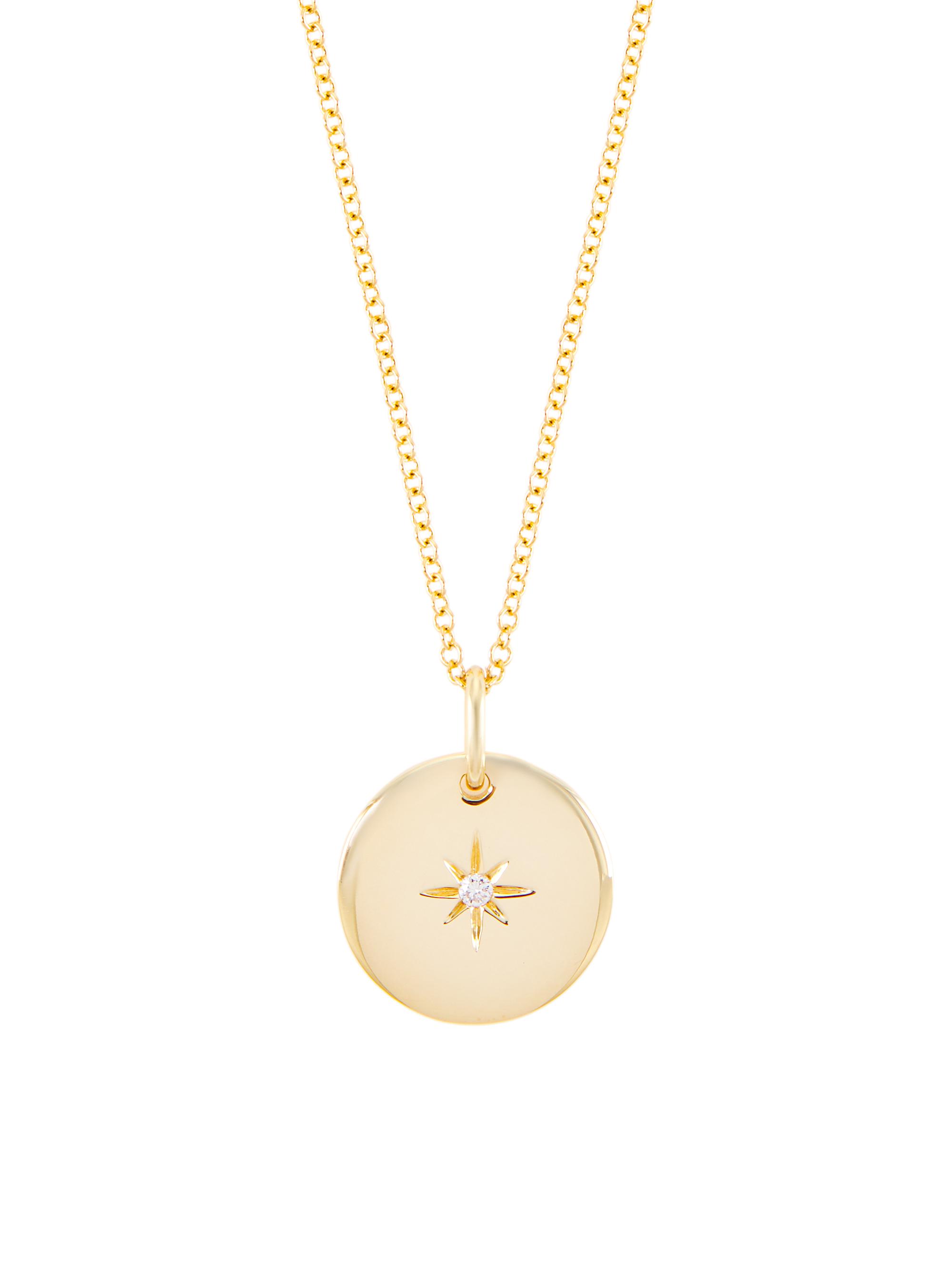 Saks Fifth Avenue Collection Women's 14K Gold & Diamond Star Disc Pendant Necklace - Yellow Gold