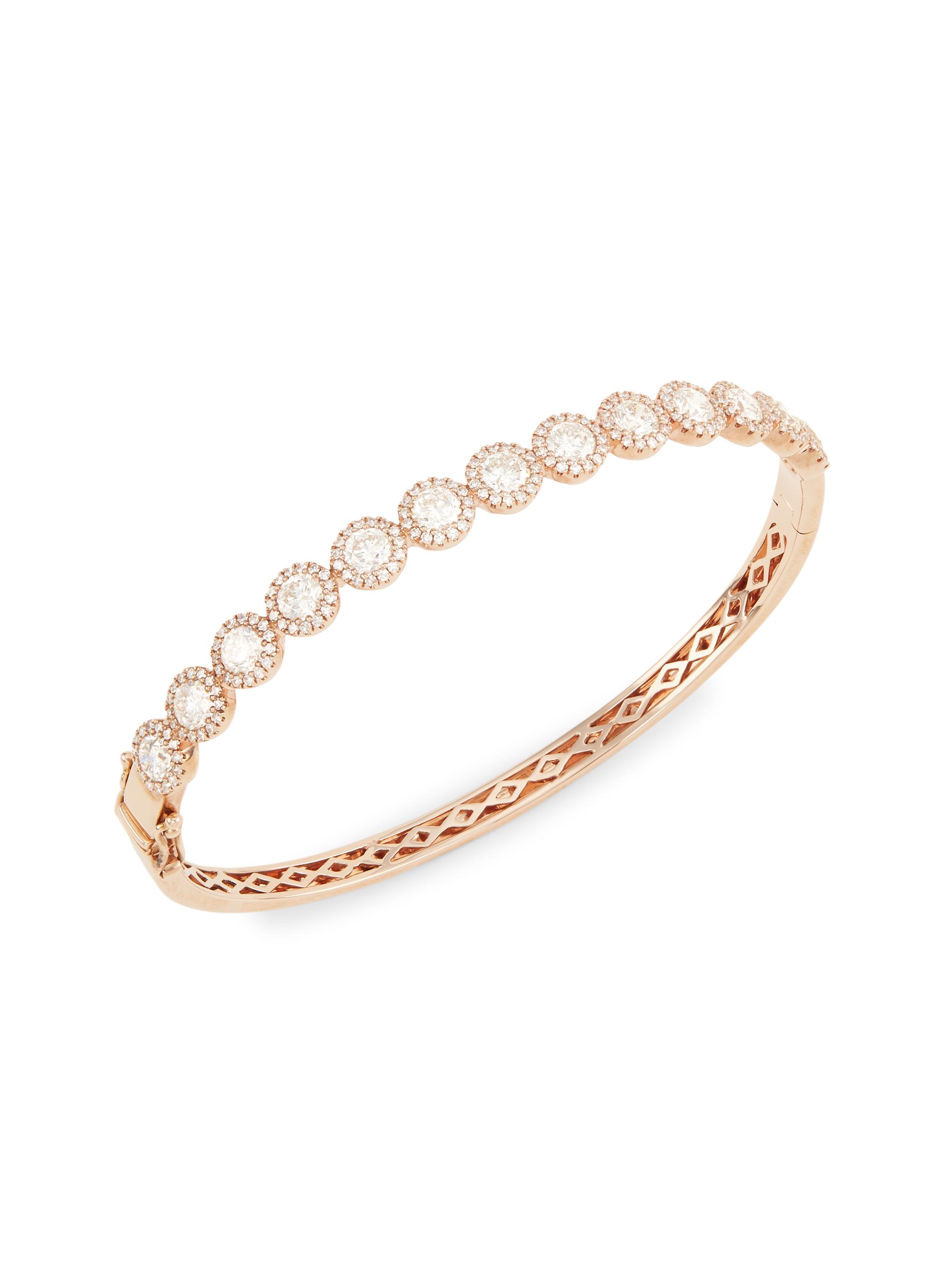 Saks Fifth Avenue Collection Women's 14K Rose Gold & 3.17 TCW Diamond Bangle - Rose Gold