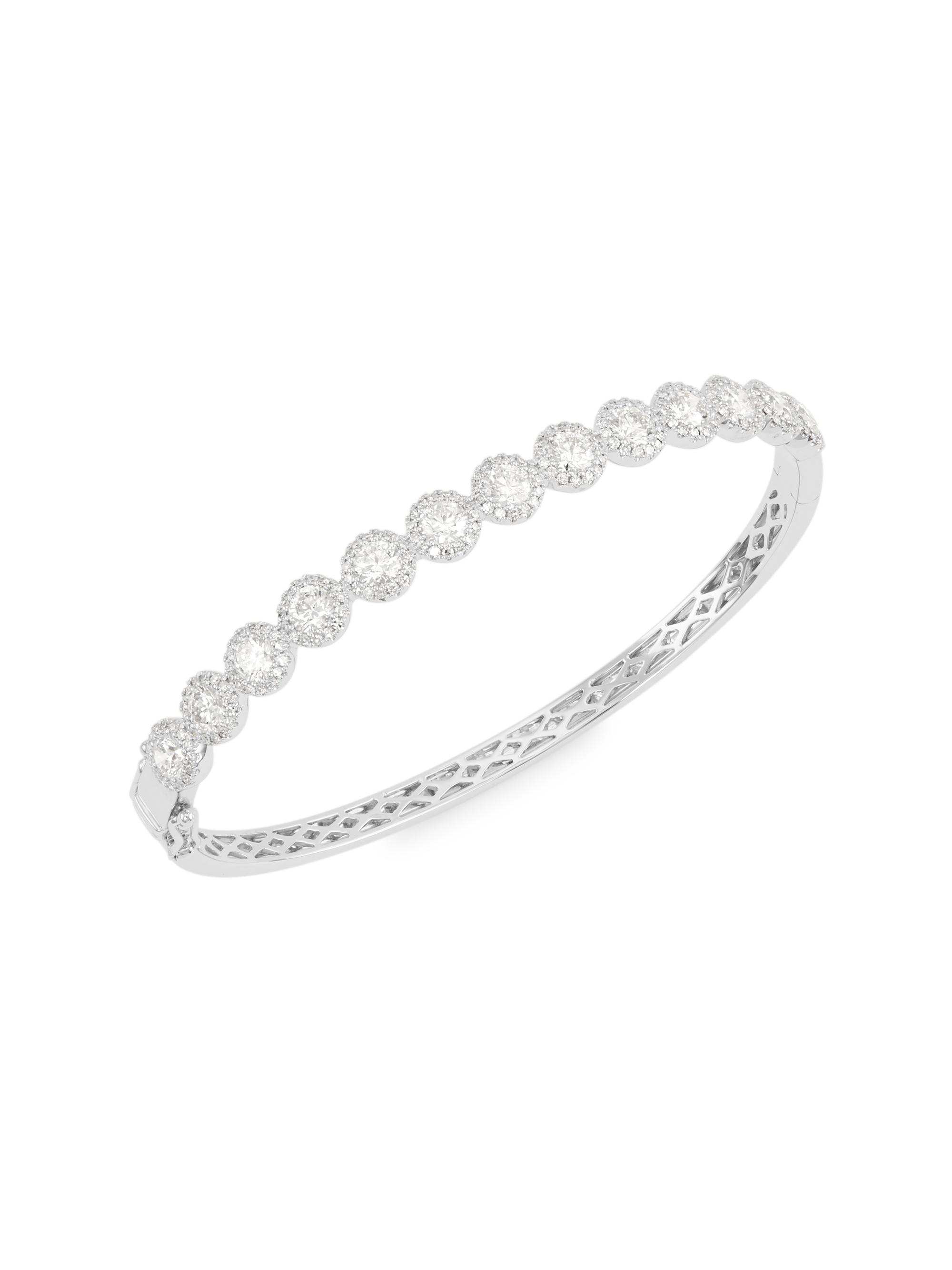 Saks Fifth Avenue Collection Women's 14K White Gold & 3.17 TCW Diamond Bangle - White