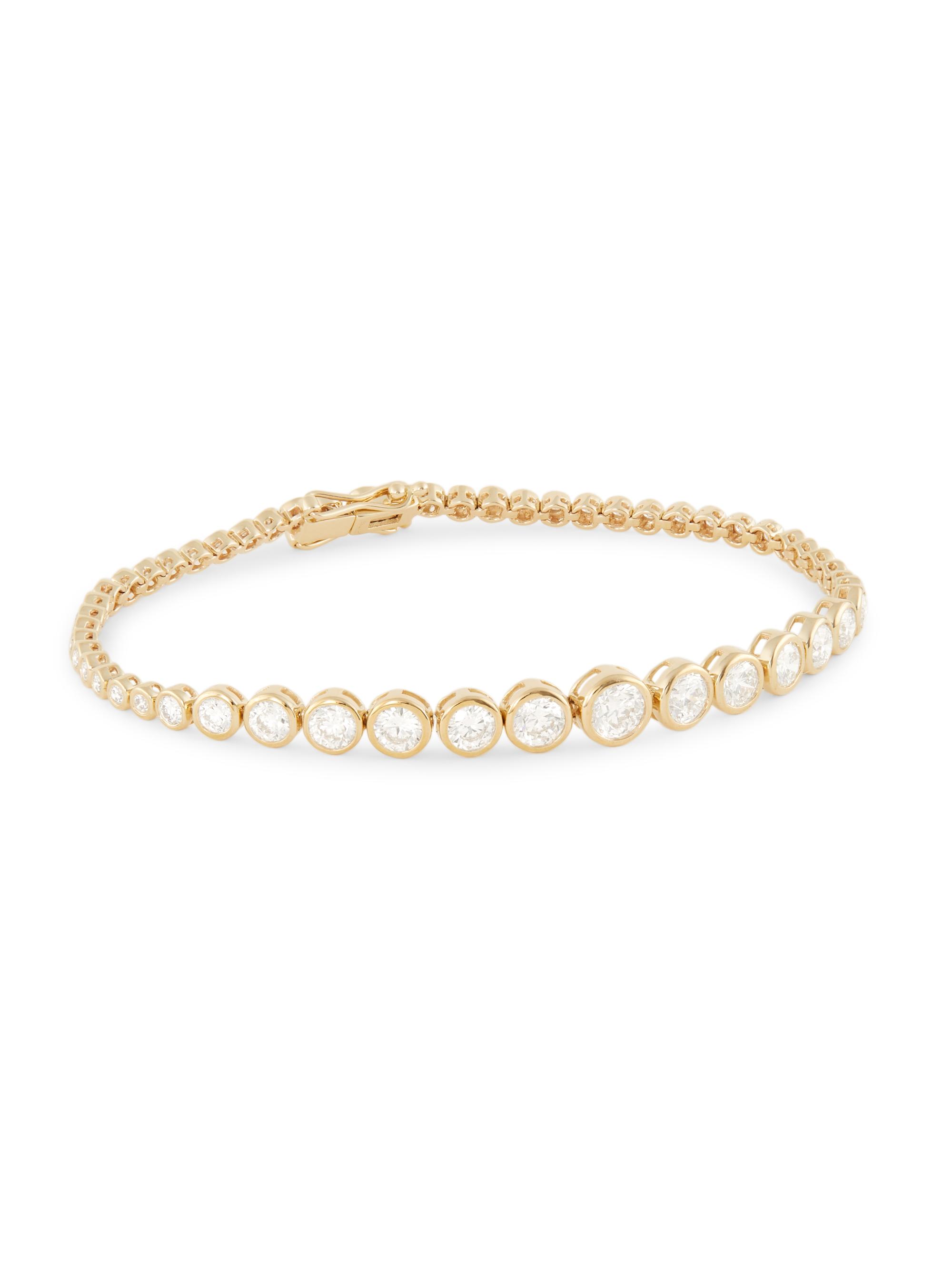 Saks Fifth Avenue Collection Women's 14K Yellow Gold & 3.76 TCW Bezel-Set Diamond Tennis Bracelet - Yellow Gold