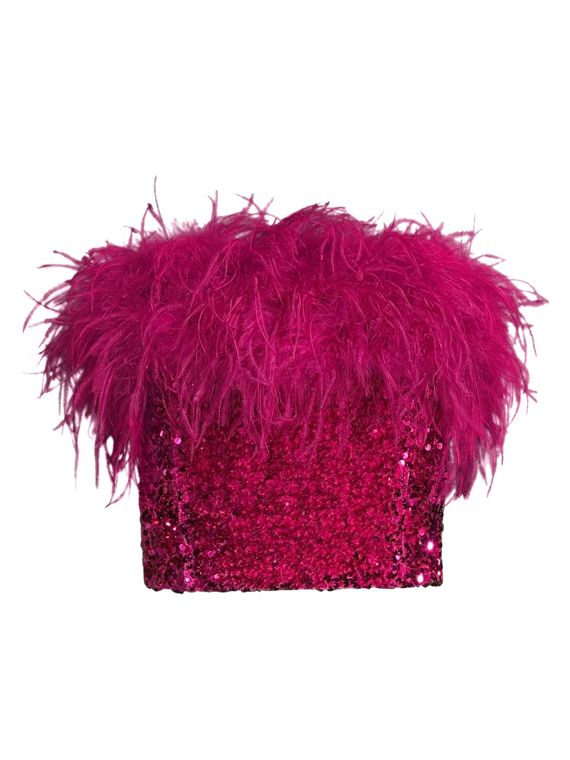 Line & Dot Women's Valeria Feather Top - Fuchsia