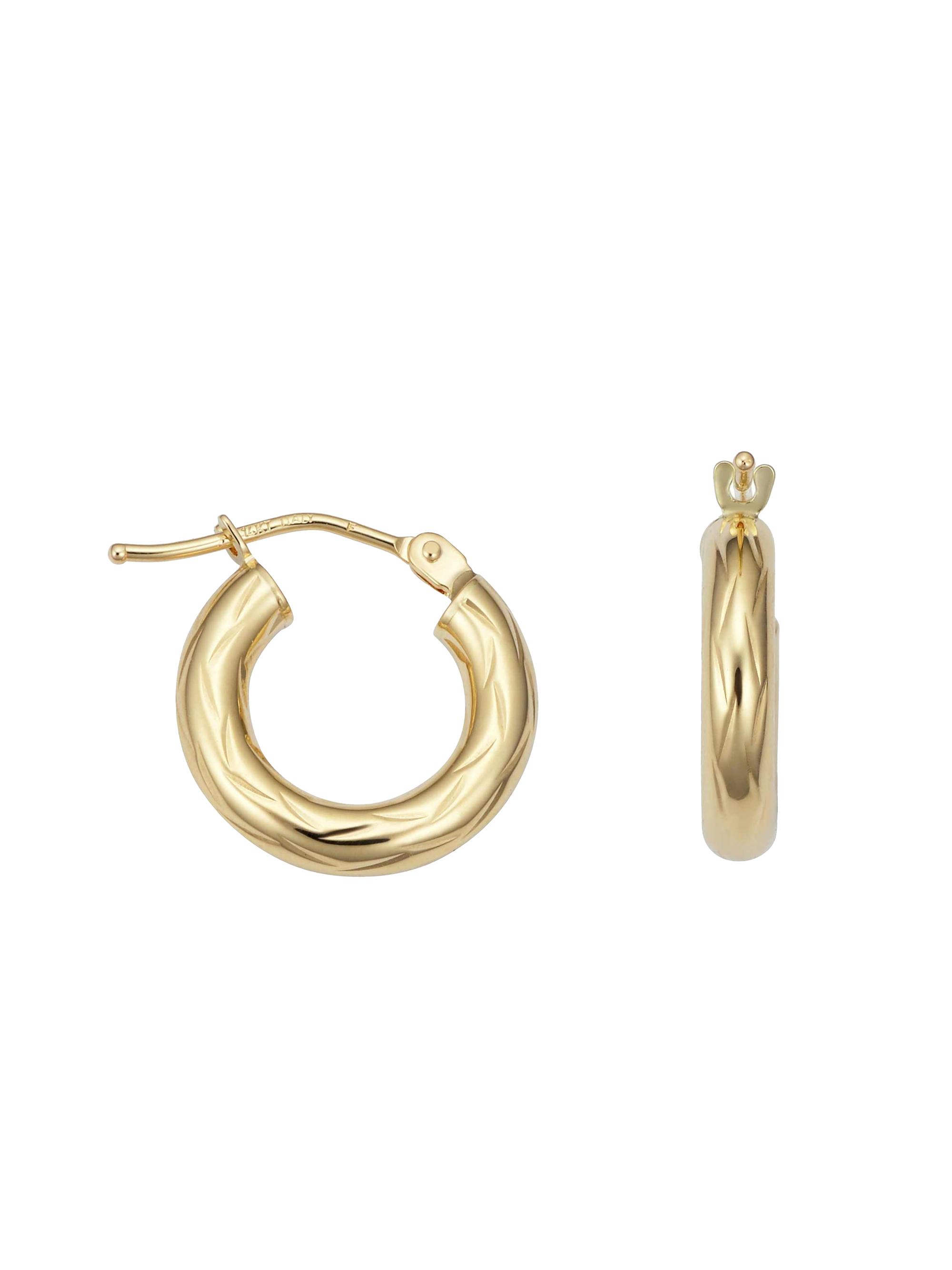 Oradina Women's 14K Yellow Gold Day and Night Mini Hoops - Yellow Gold