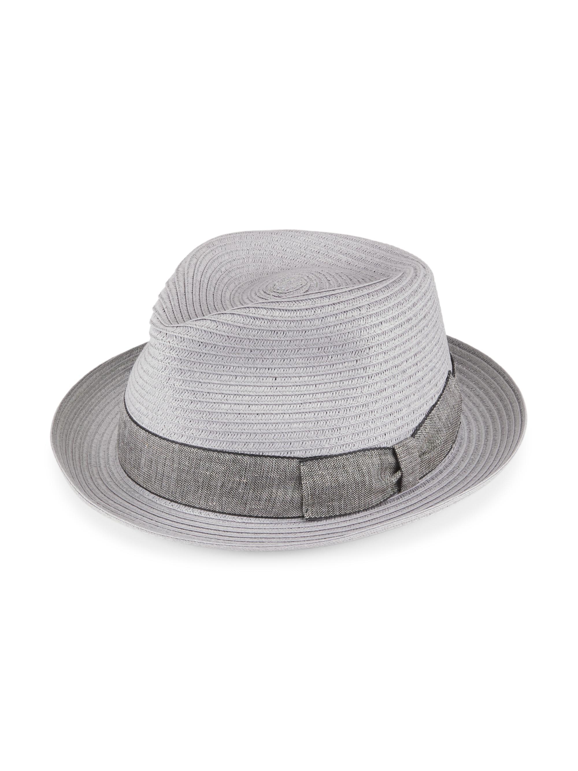 Saks Fifth Avenue Men's COLLECTION Linen Band Fedora - Gull